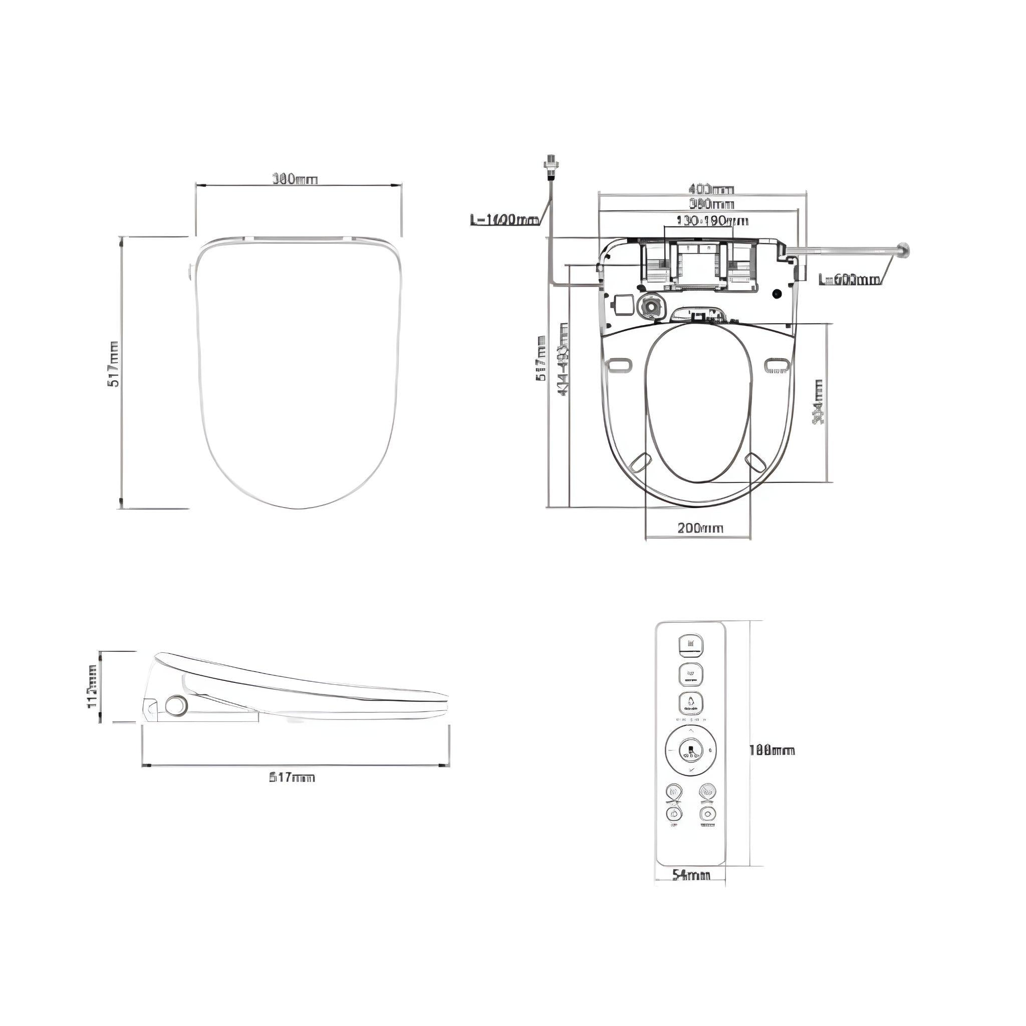 INSPIRE ALZANO RIMLESS BACK-TO-WALL TOILET SUITE AND SPA SMART BIDET SEAT WITH REMOTE CONTROL D-SHAPE GLOSS WHITE