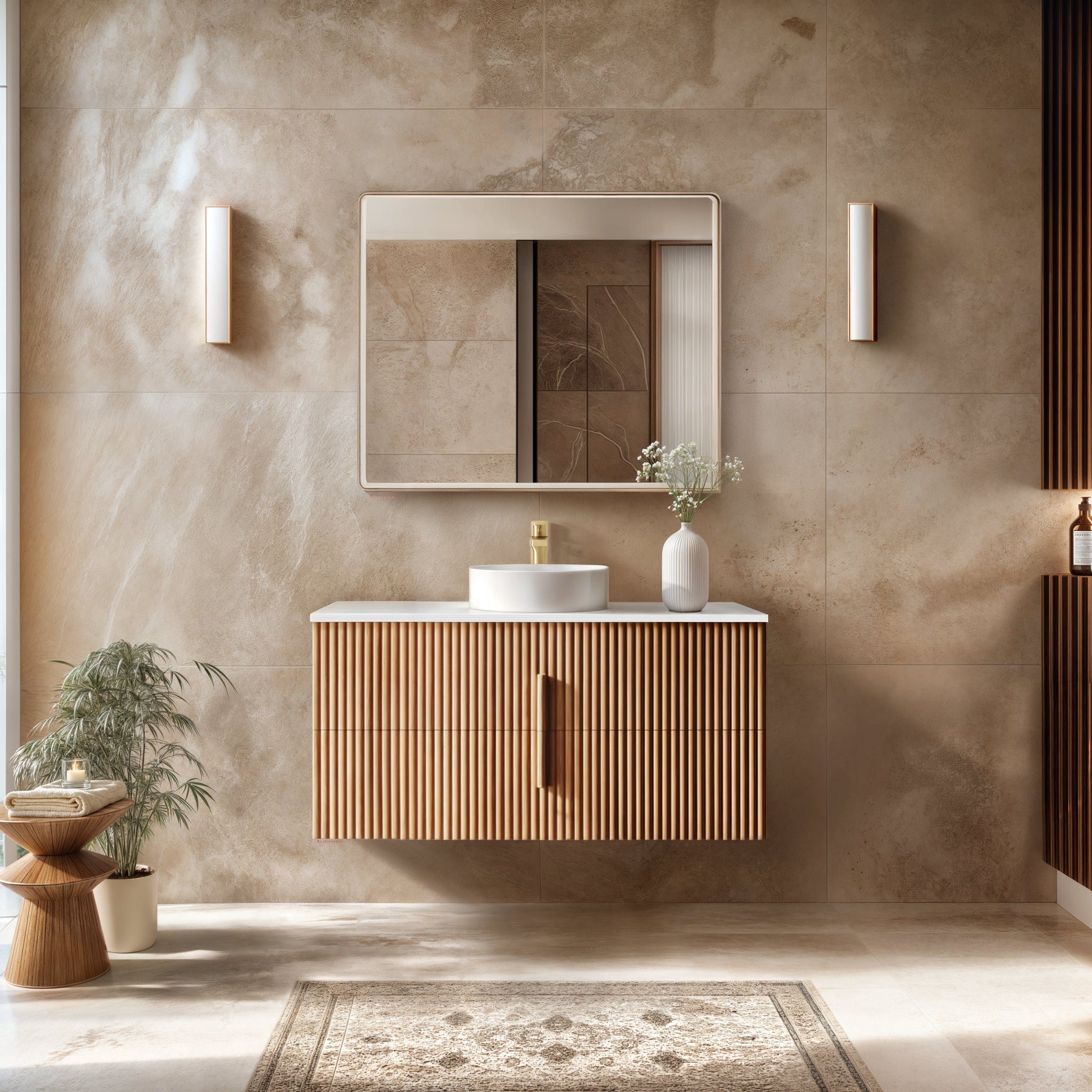 ORIO EDEN LIGHT WALNUT 1200MM SINGLE BOWL WALL HUNG VANITY