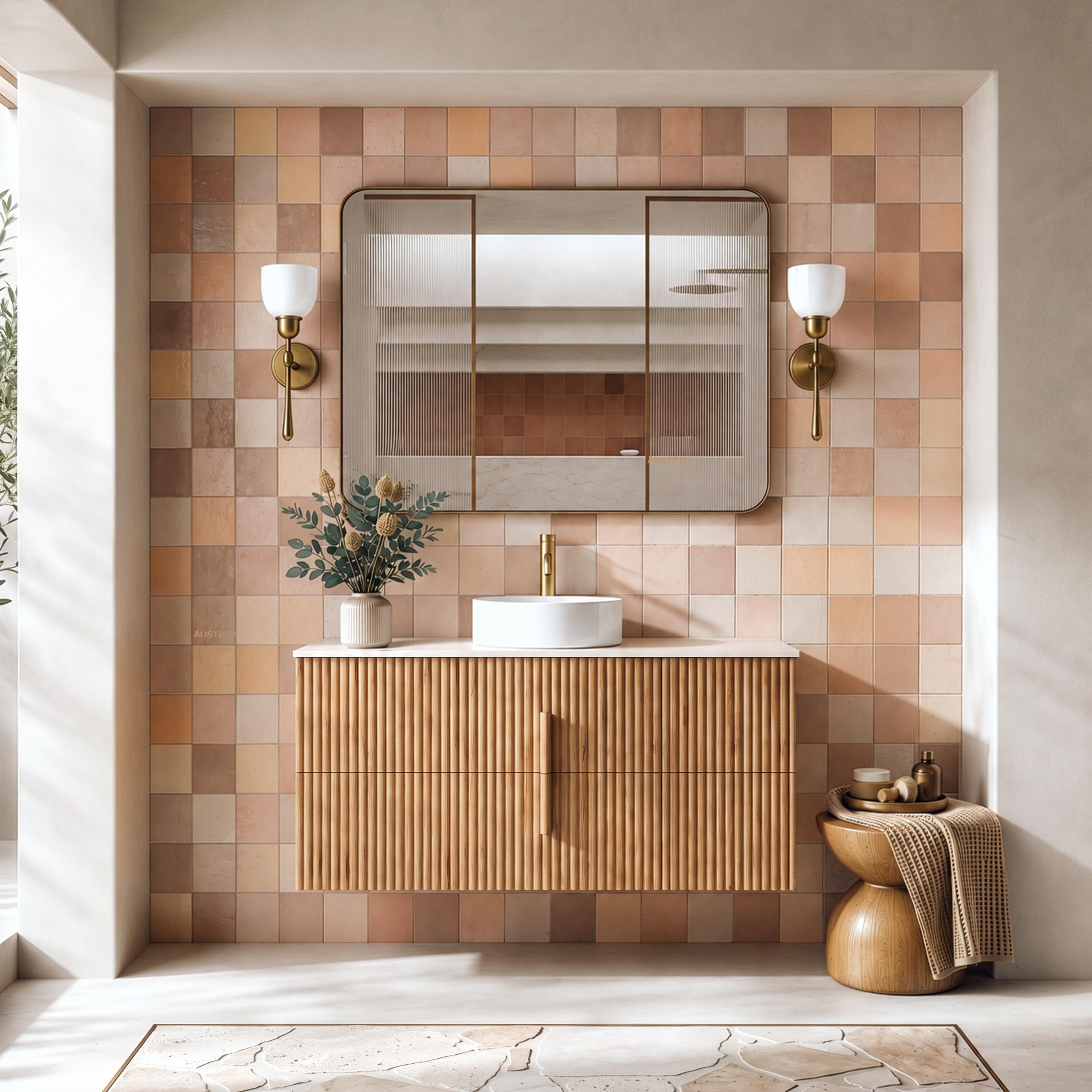 ORIO EDEN LIGHT WALNUT 1200MM SINGLE BOWL WALL HUNG VANITY