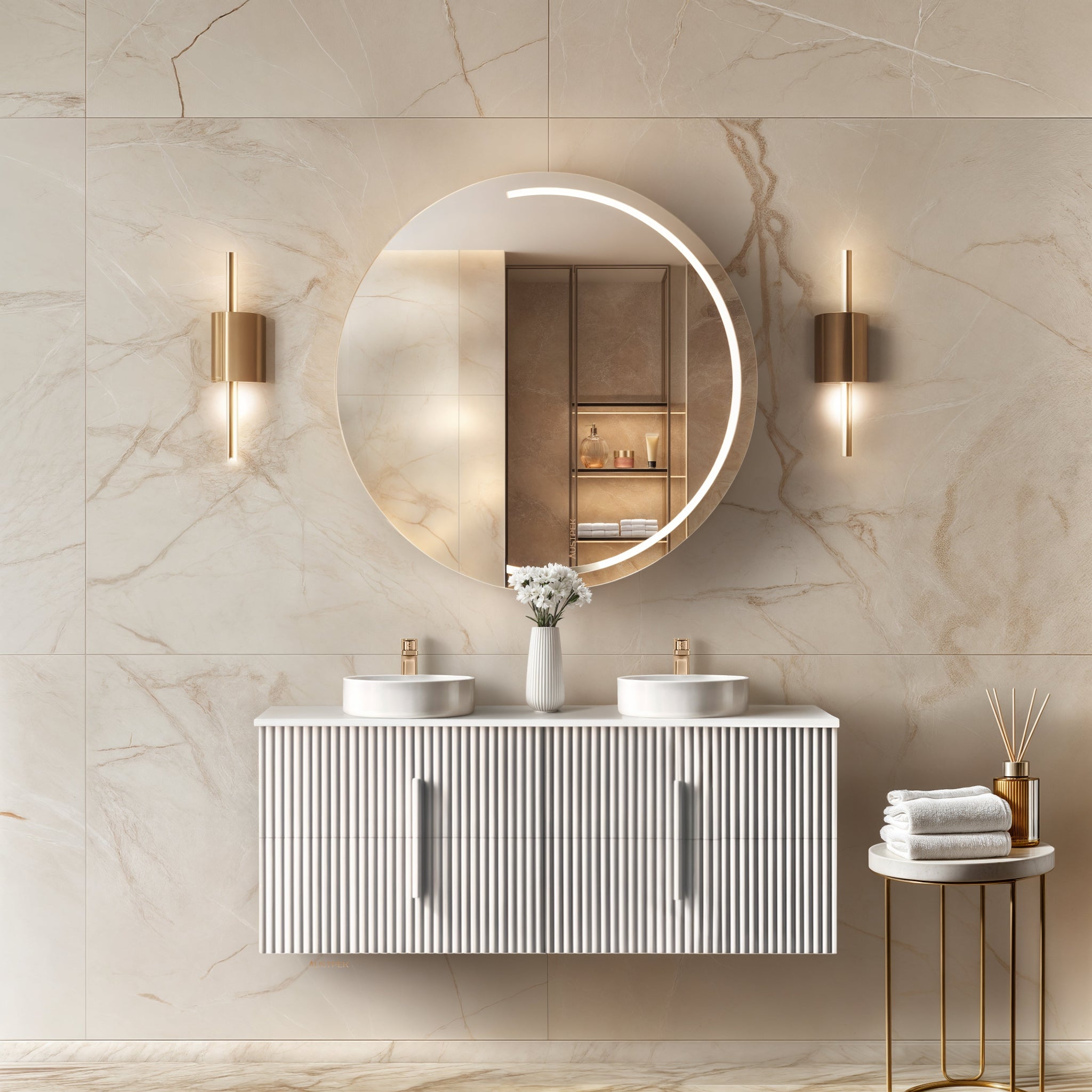 ORIO EDEN MATTE WHITE 1500MM DOUBLE BOWL WALL HUNG VANITY