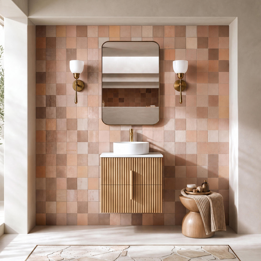 ORIO EDEN LIGHT WALNUT 600MM SINGLE BOWL WALL HUNG VANITY