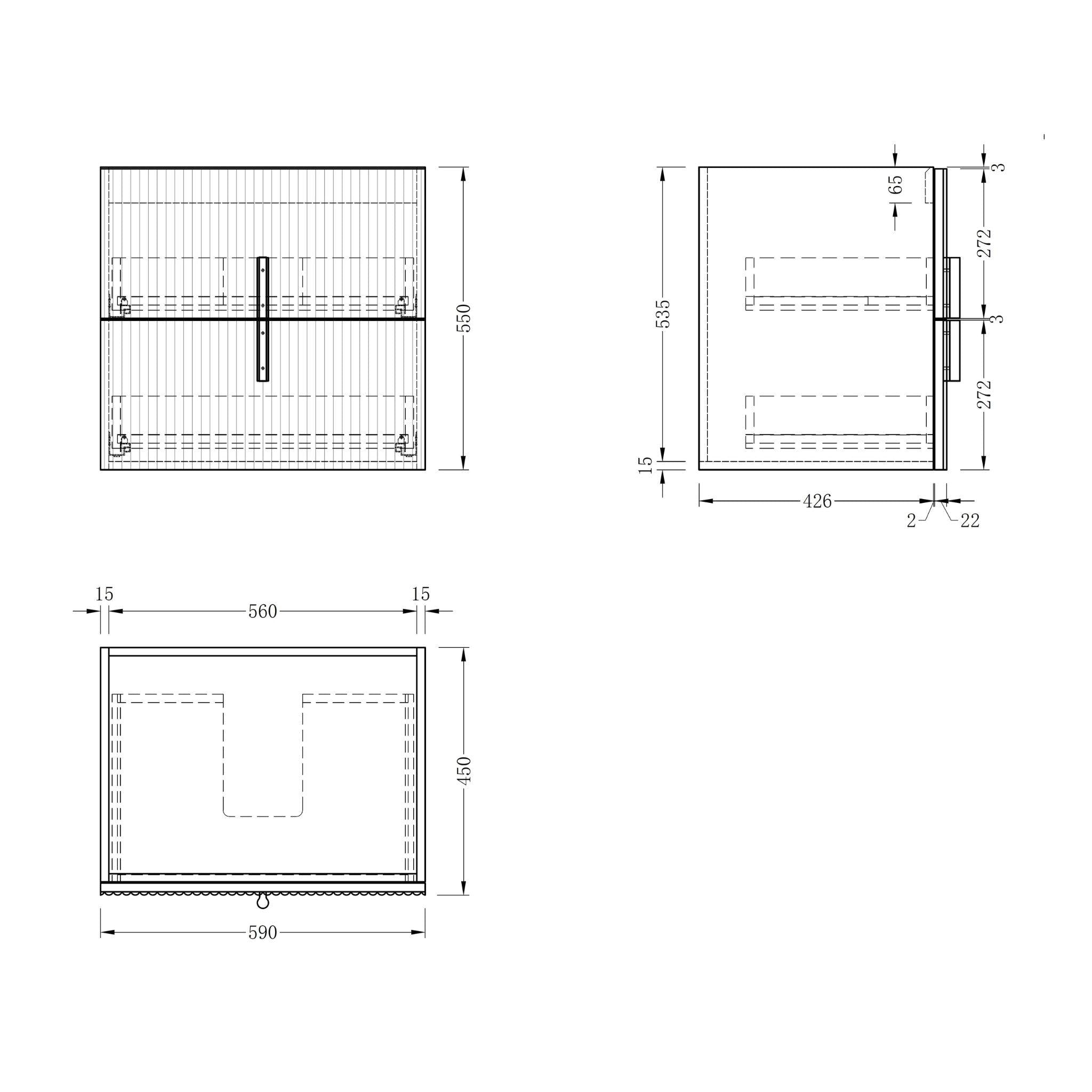 ORIO EDEN LIGHT WALNUT 600MM SINGLE BOWL WALL HUNG VANITY
