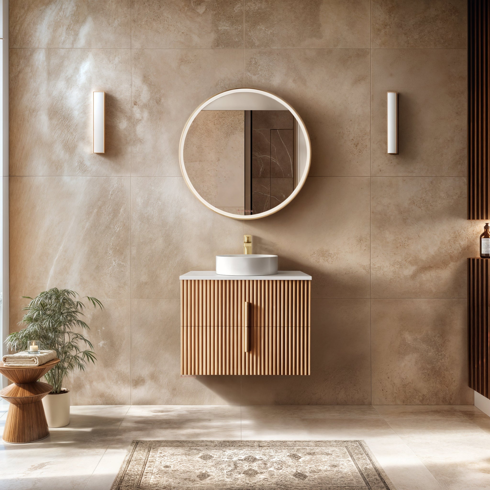 ORIO EDEN LIGHT WALNUT 750MM SINGLE BOWL WALL HUNG VANITY