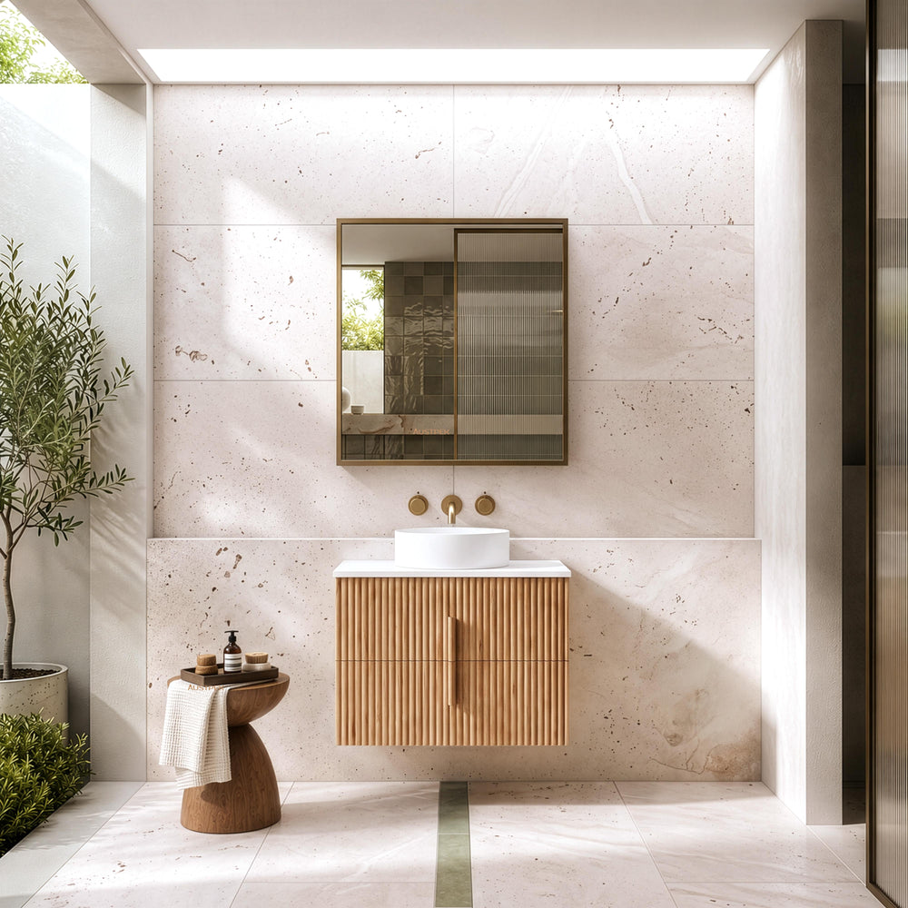 ORIO EDEN LIGHT WALNUT 750MM SINGLE BOWL WALL HUNG VANITY