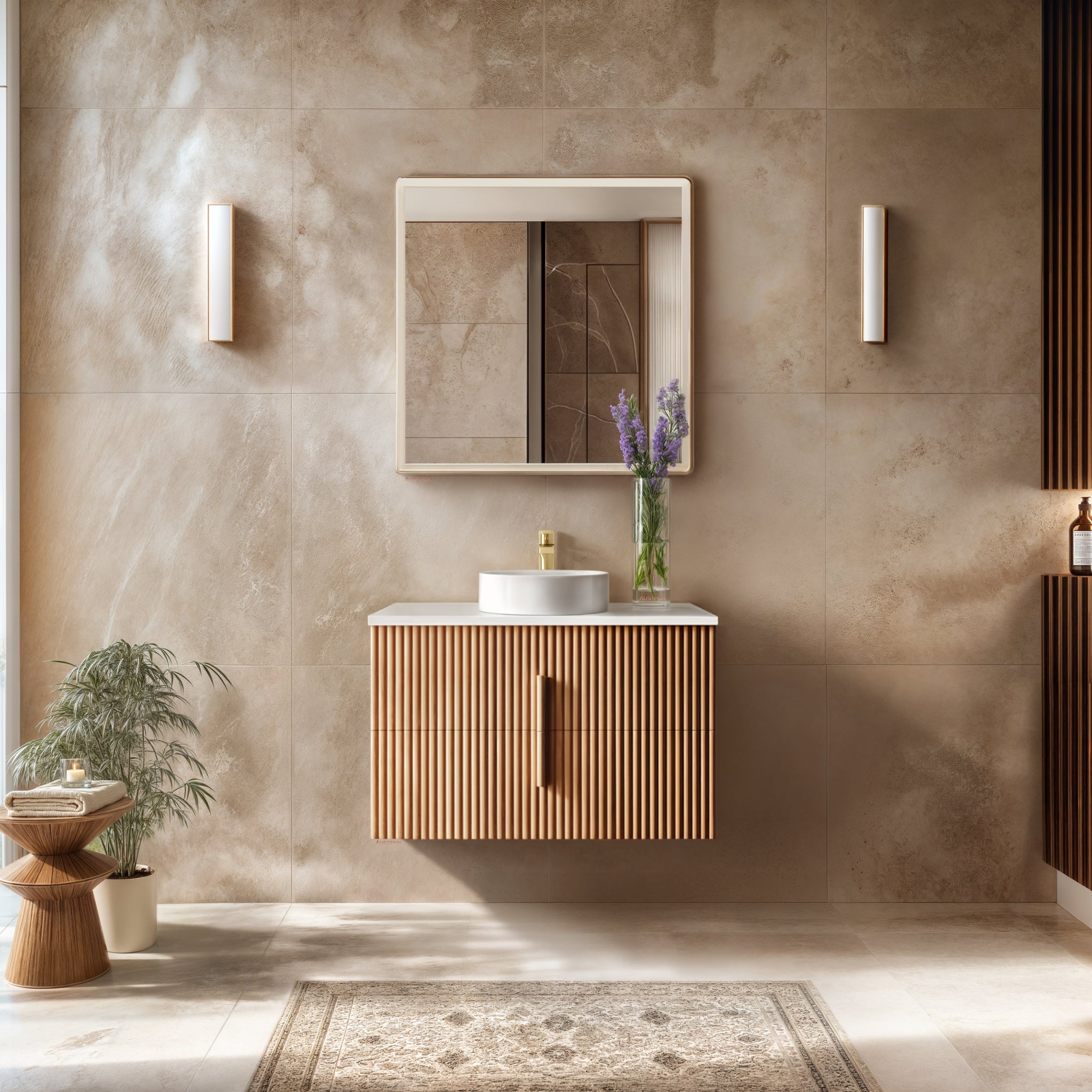 ORIO EDEN LIGHT WALNUT 900MM SINGLE BOWL WALL HUNG VANITY