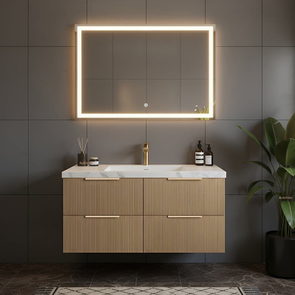 CETO EDEN PRIME OAK 1200MM SINGLE BOWL WALL HUNG VANITY