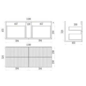 CETO EDEN PRIME OAK 1200MM SINGLE BOWL WALL HUNG VANITY