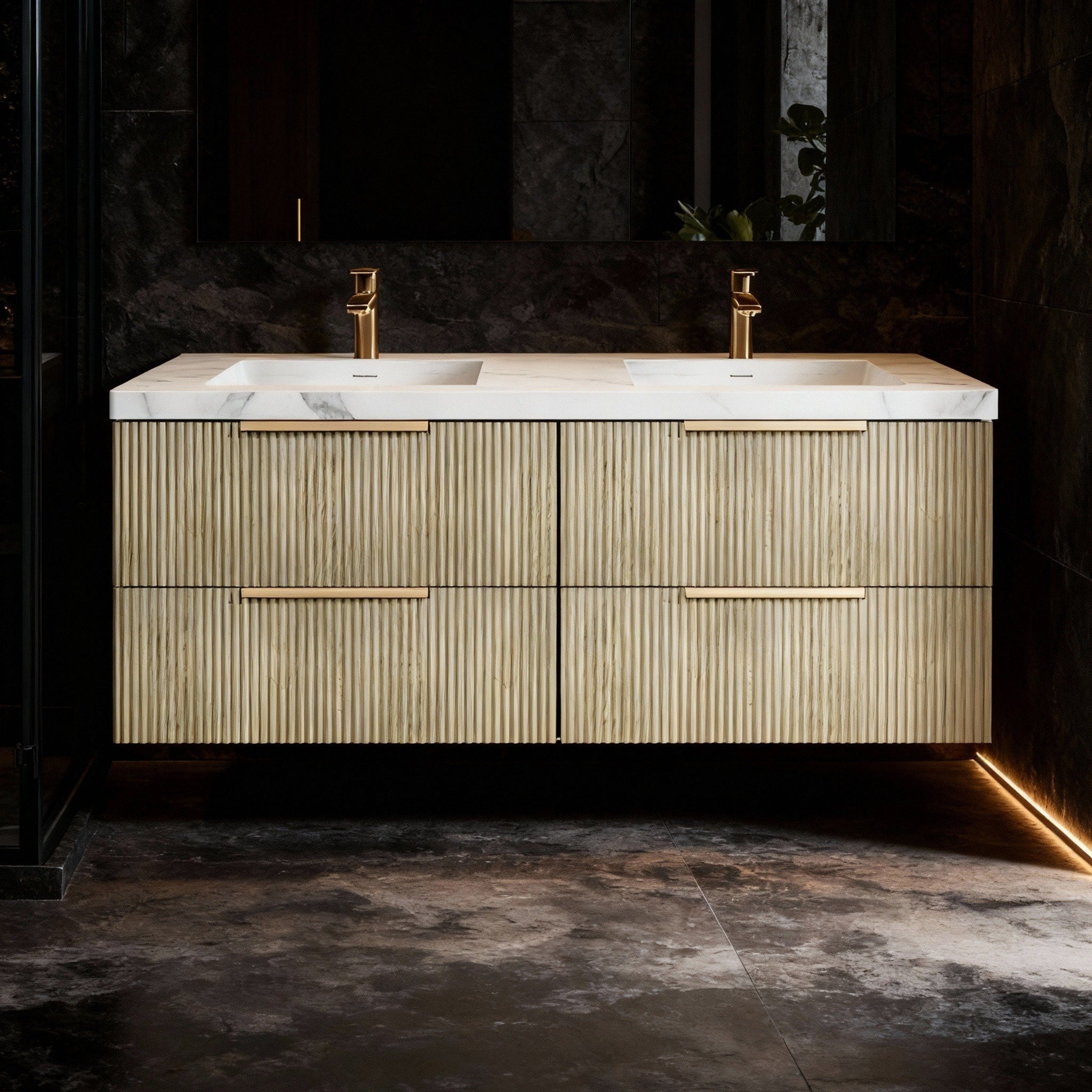 CETO EDEN CLASSIC OAK 1200MM DOUBLE BOWL WALL HUNG VANITY