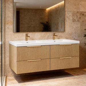 CETO EDEN PRIME OAK 1200MM DOUBLE BOWL WALL HUNG VANITY