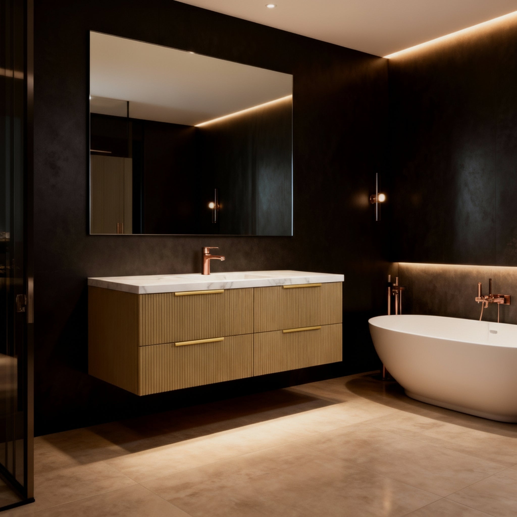 CETO EDEN PRIME OAK 1500MM SINGLE BOWL WALL HUNG VANITY