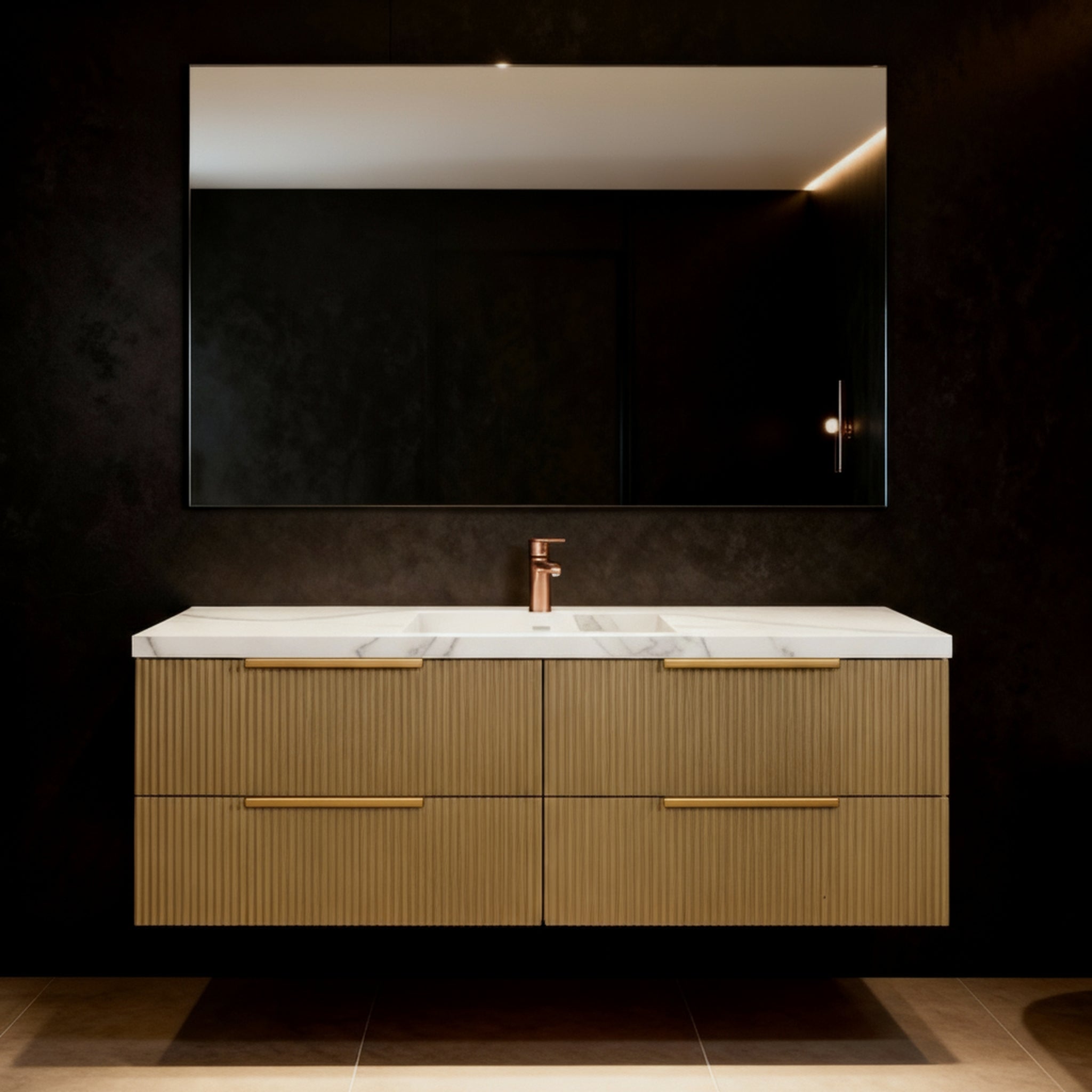 CETO EDEN PRIME OAK 1500MM SINGLE BOWL WALL HUNG VANITY