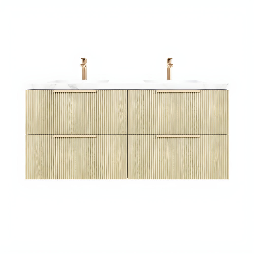 CETO EDEN CLASSIC OAK 1500MM DOUBLE BOWL WALL HUNG VANITY