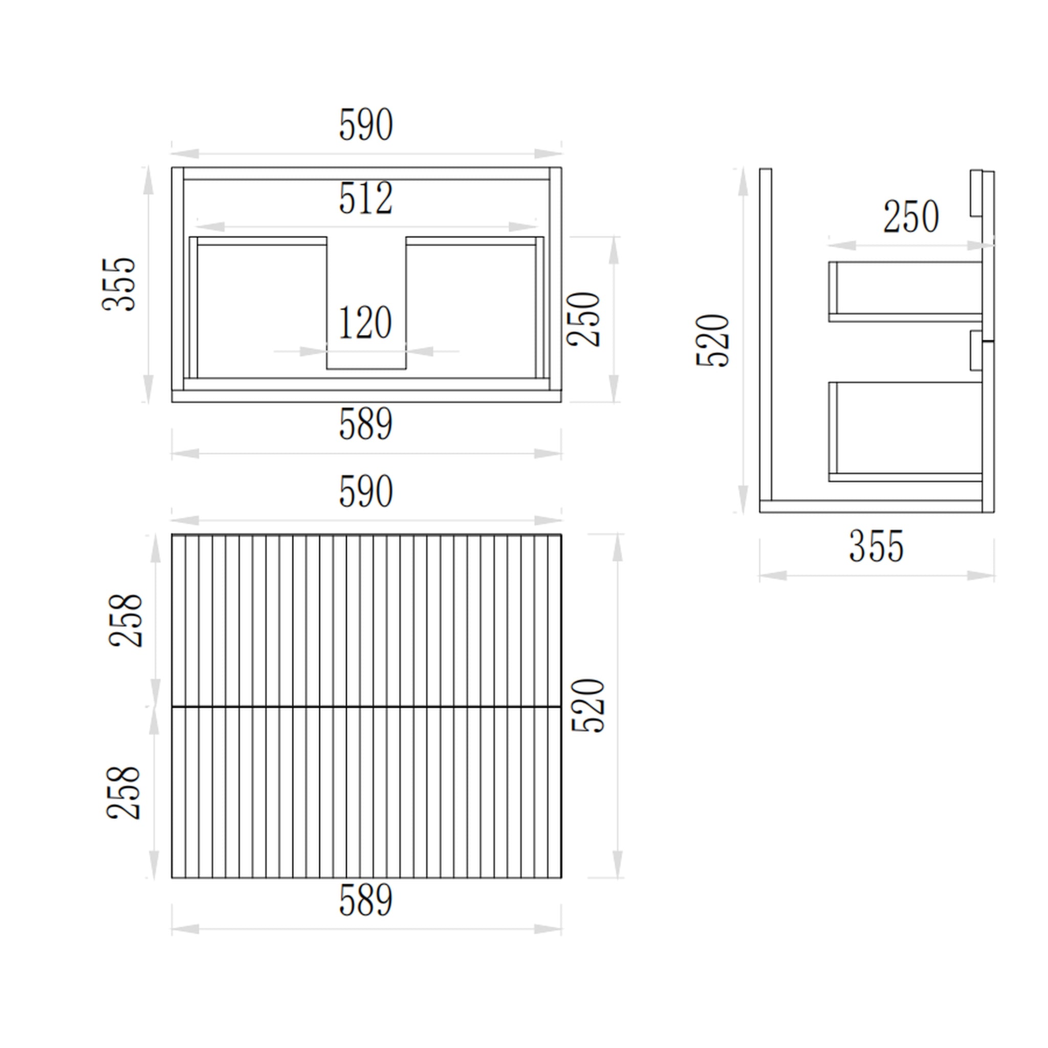 CETO EDEN PRIME OAK 600MM SPACE SAVING SINGLE BOWL WALL HUNG VANITY