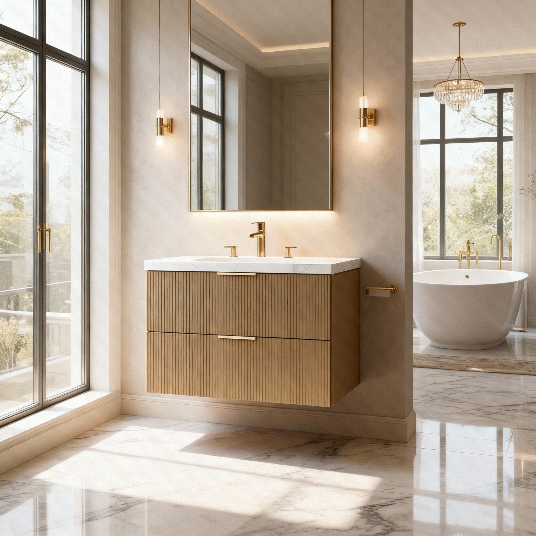 CETO EDEN PRIME OAK 600MM SINGLE BOWL WALL HUNG VANITY