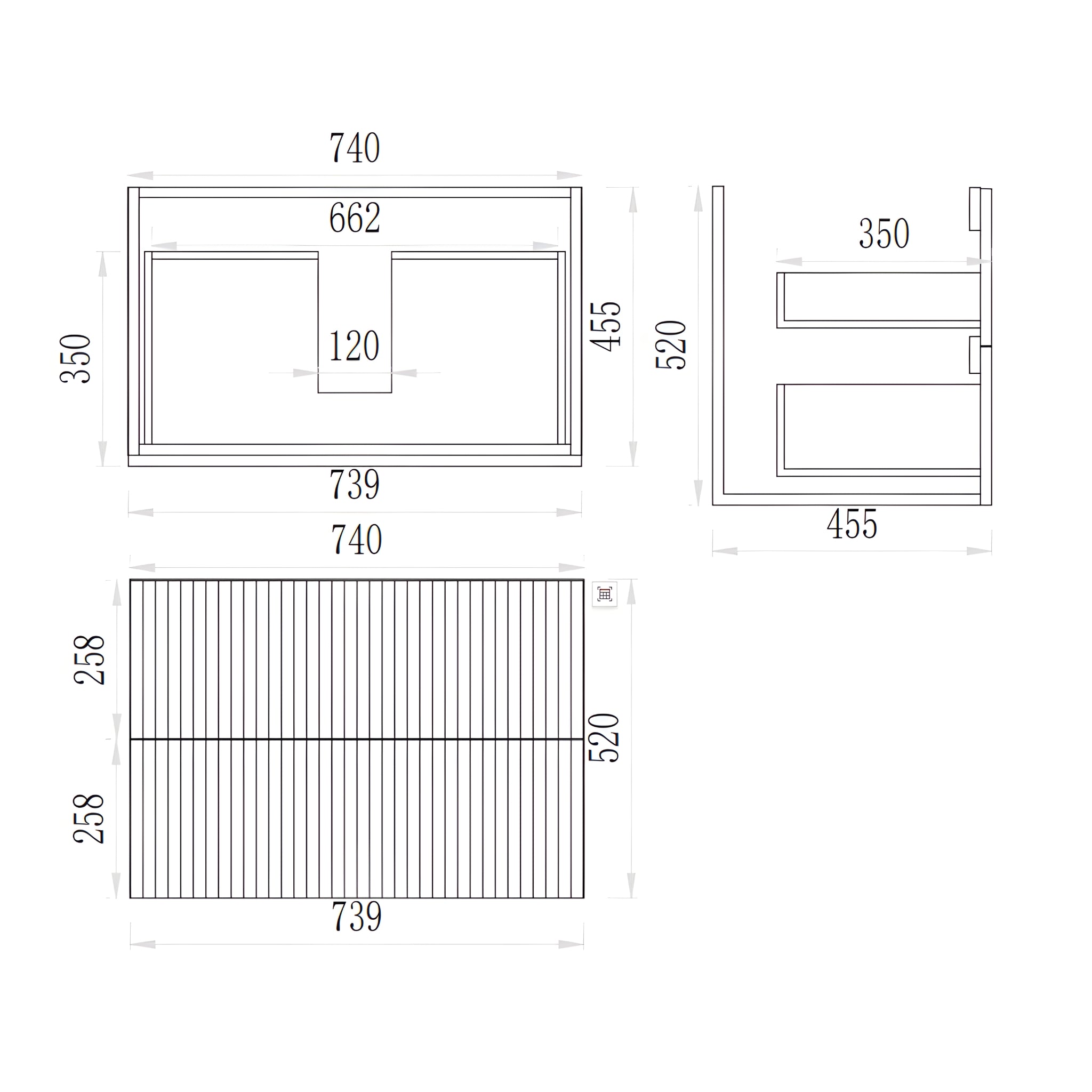 CETO EDEN CLASSIC OAK 750MM SINGLE BOWL WALL HUNG VANITY