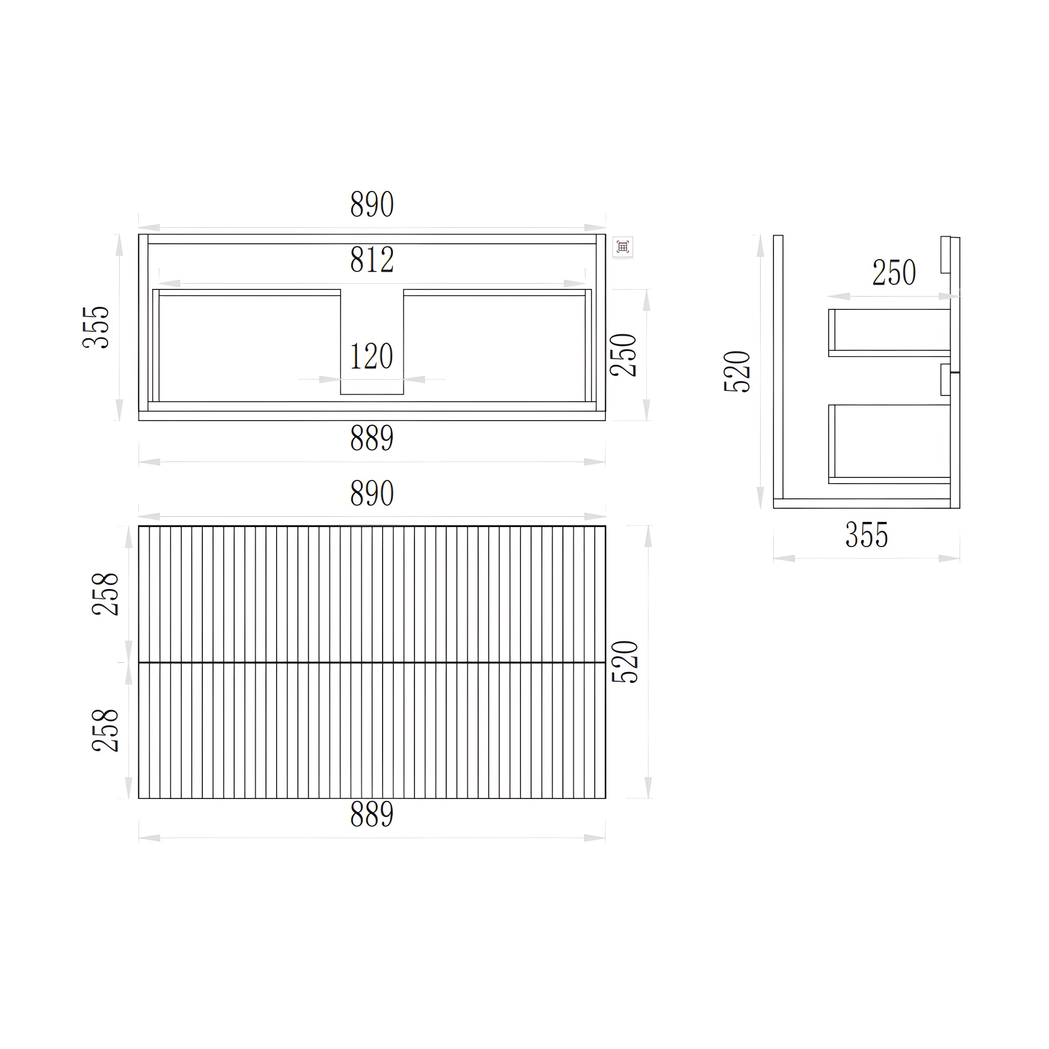CETO EDEN CLASSIC OAK 900MM SPACE SAVING SINGLE BOWL WALL HUNG VANITY