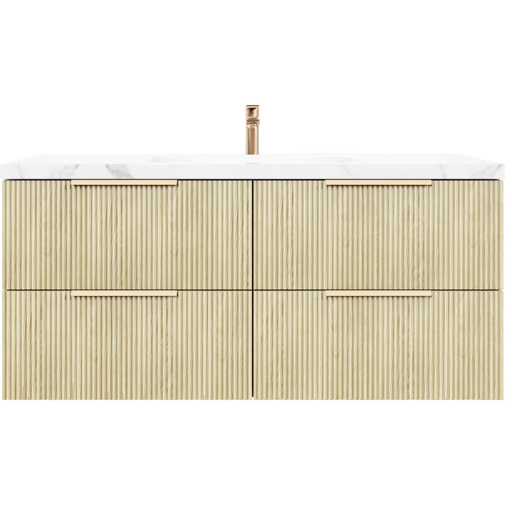 VITO EDINA CLASSIC OAK 1500MM FLUTED SINGLE BOWL WALL HUNG VANITY