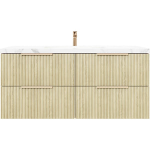 VITO EDINA CLASSIC OAK 1500MM FLUTED SINGLE BOWL WALL HUNG VANITY
