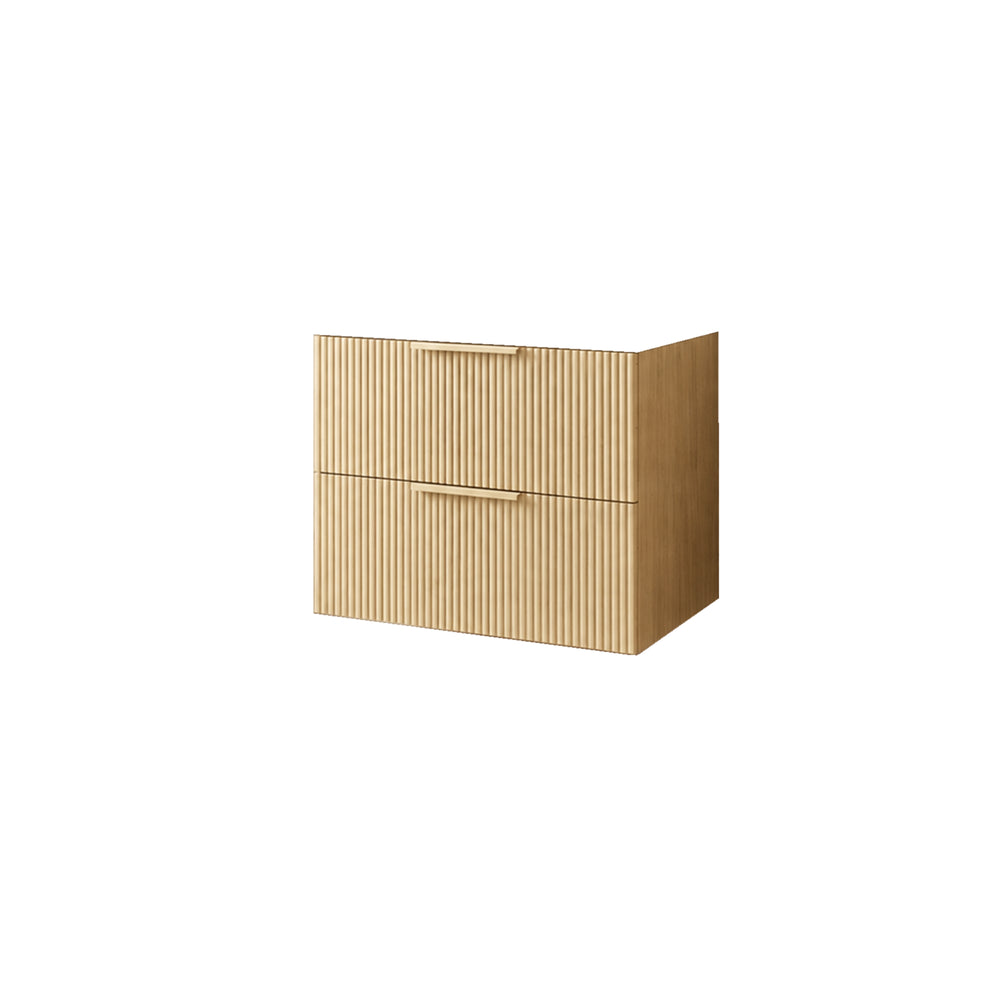 VITO EDINA CLASSIC OAK 600MM FLUTED SPACE SAVING SINGLE BOWL WALL HUNG VANITY