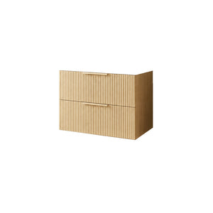 VITO EDINA CLASSIC OAK 750MM FLUTED SPACE SAVING SINGLE BOWL WALL HUNG VANITY