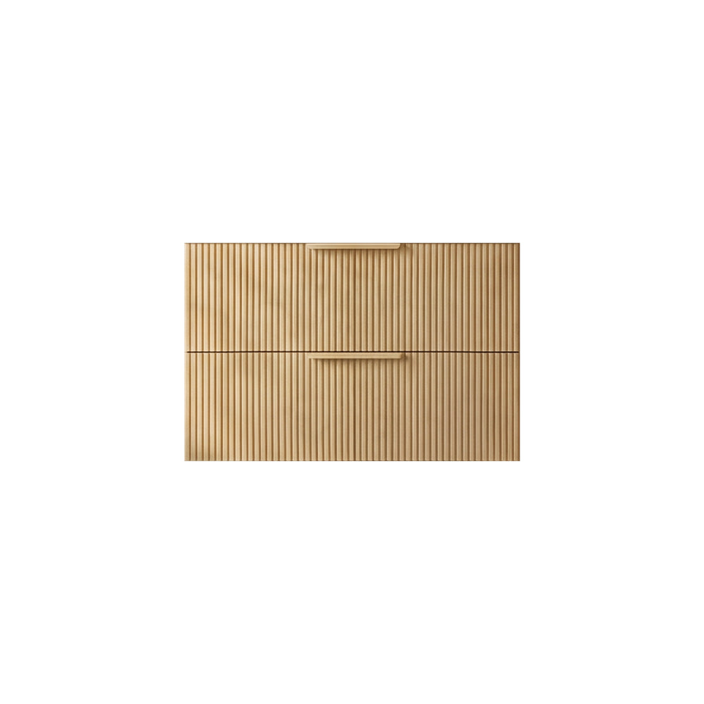 VITO EDINA PRIME OAK 750MM FLUTED SINGLE BOWL WALL HUNG VANITY