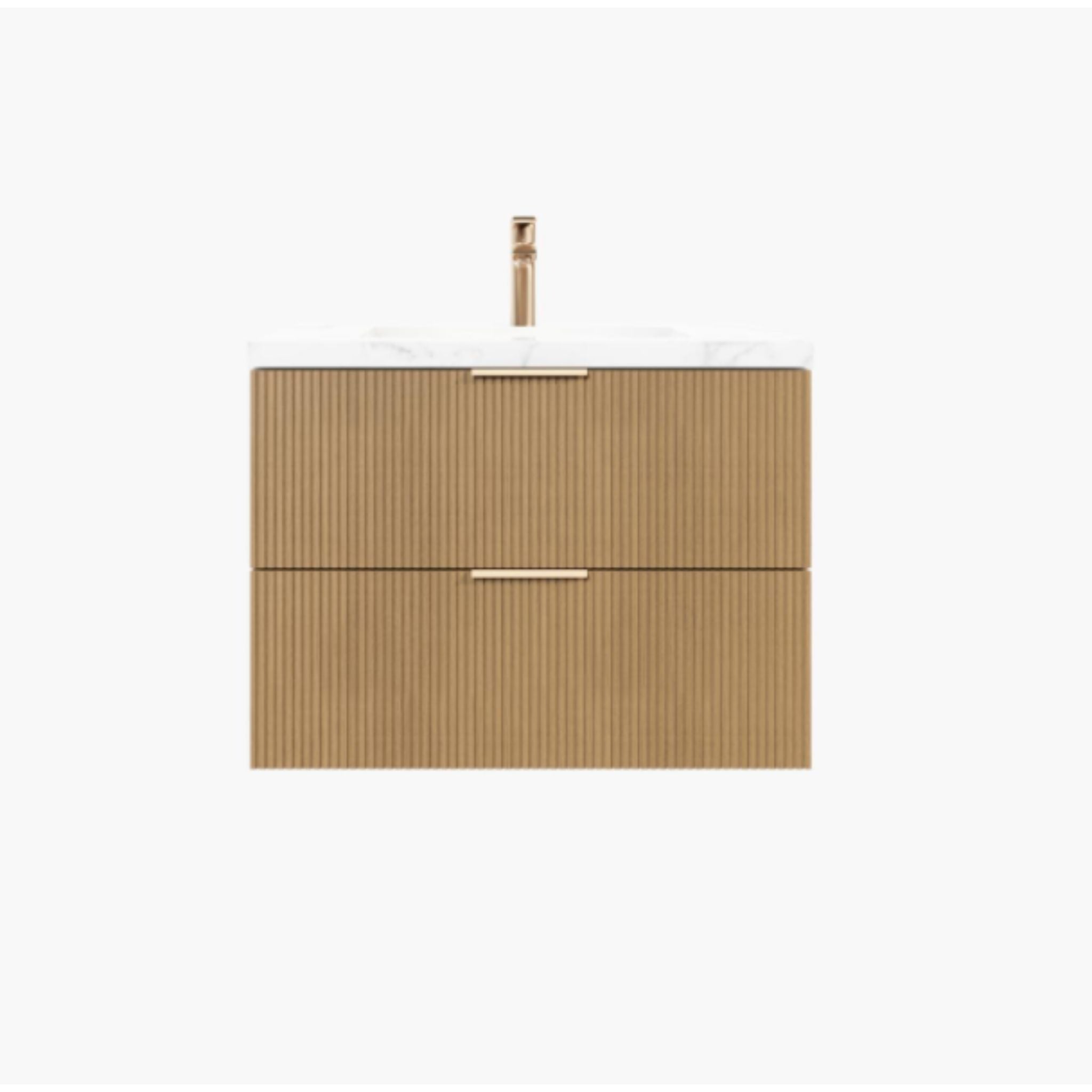 VITO EDINA PRIME OAK 750MM FLUTED SINGLE BOWL WALL HUNG VANITY