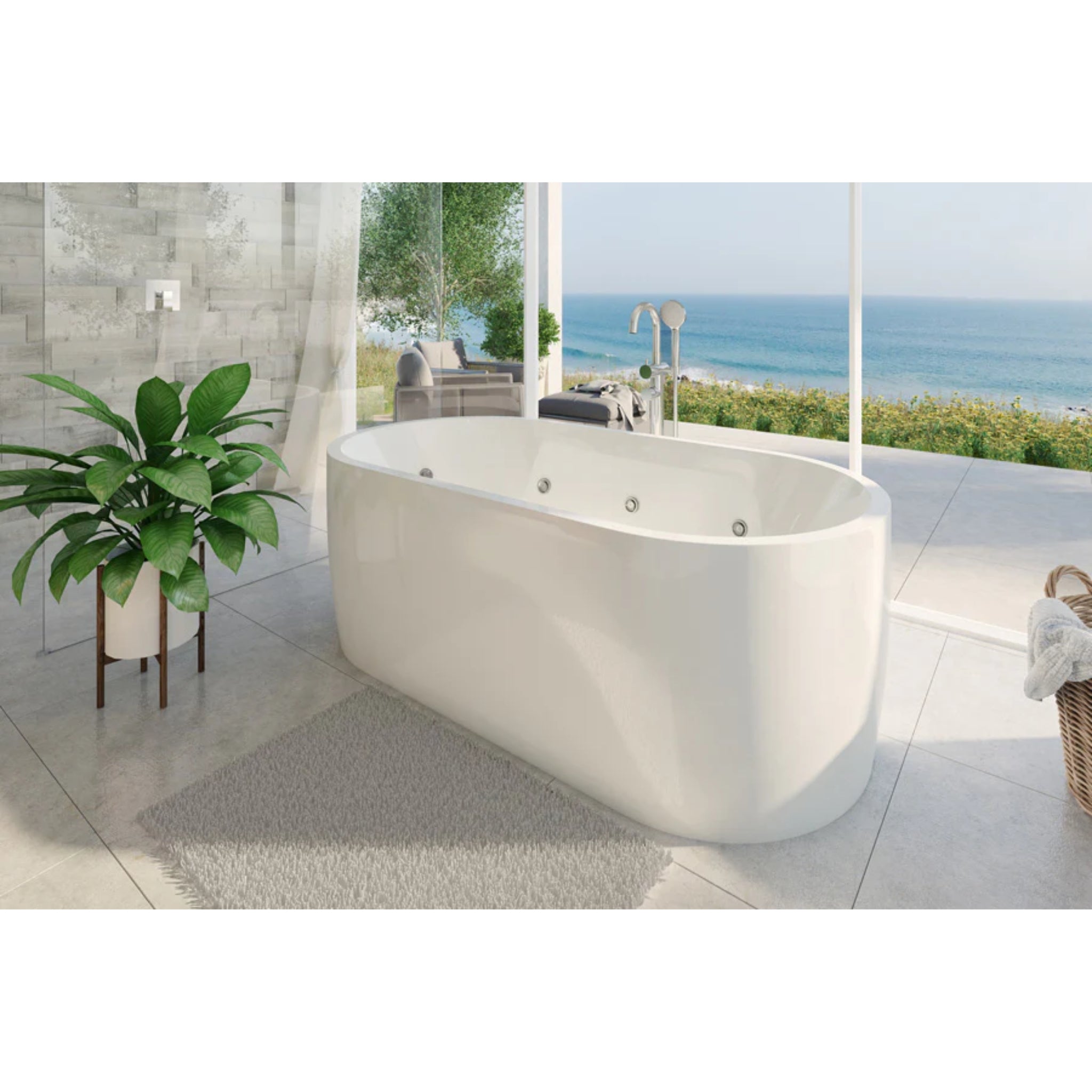 DECINA ELISI FREESTANDING SPA BATH GLOSS WHITE 1700MM WITH 14-JETS