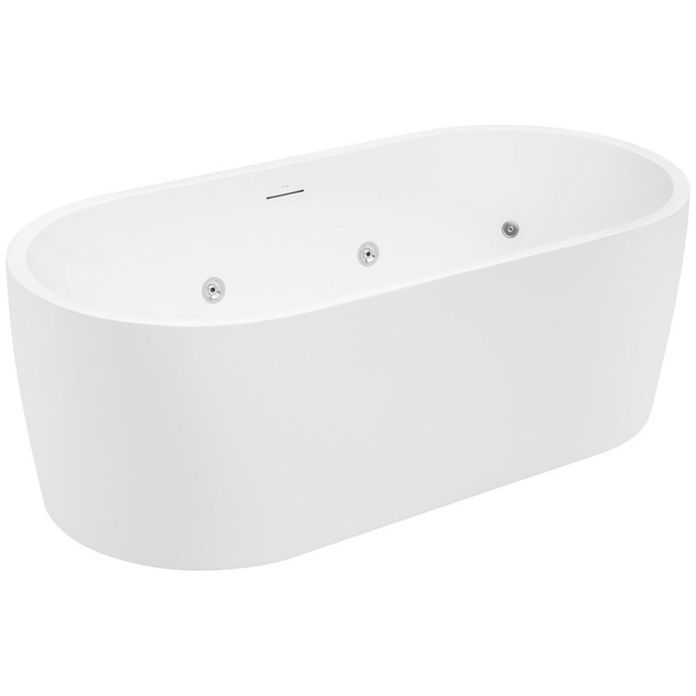 DECINA ELISI FREESTANDING SPA BATH WITH INTEGRATED OVERFLOW GLOSS WHITE 1700MM WITH 12-JETS