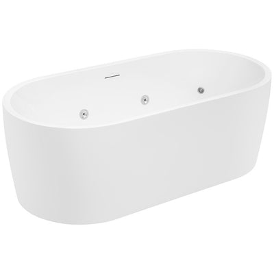 DECINA ELISI FREESTANDING SPA BATH WITH INTEGRATED OVERFLOW GLOSS WHITE 1700MM WITH 12-JETS