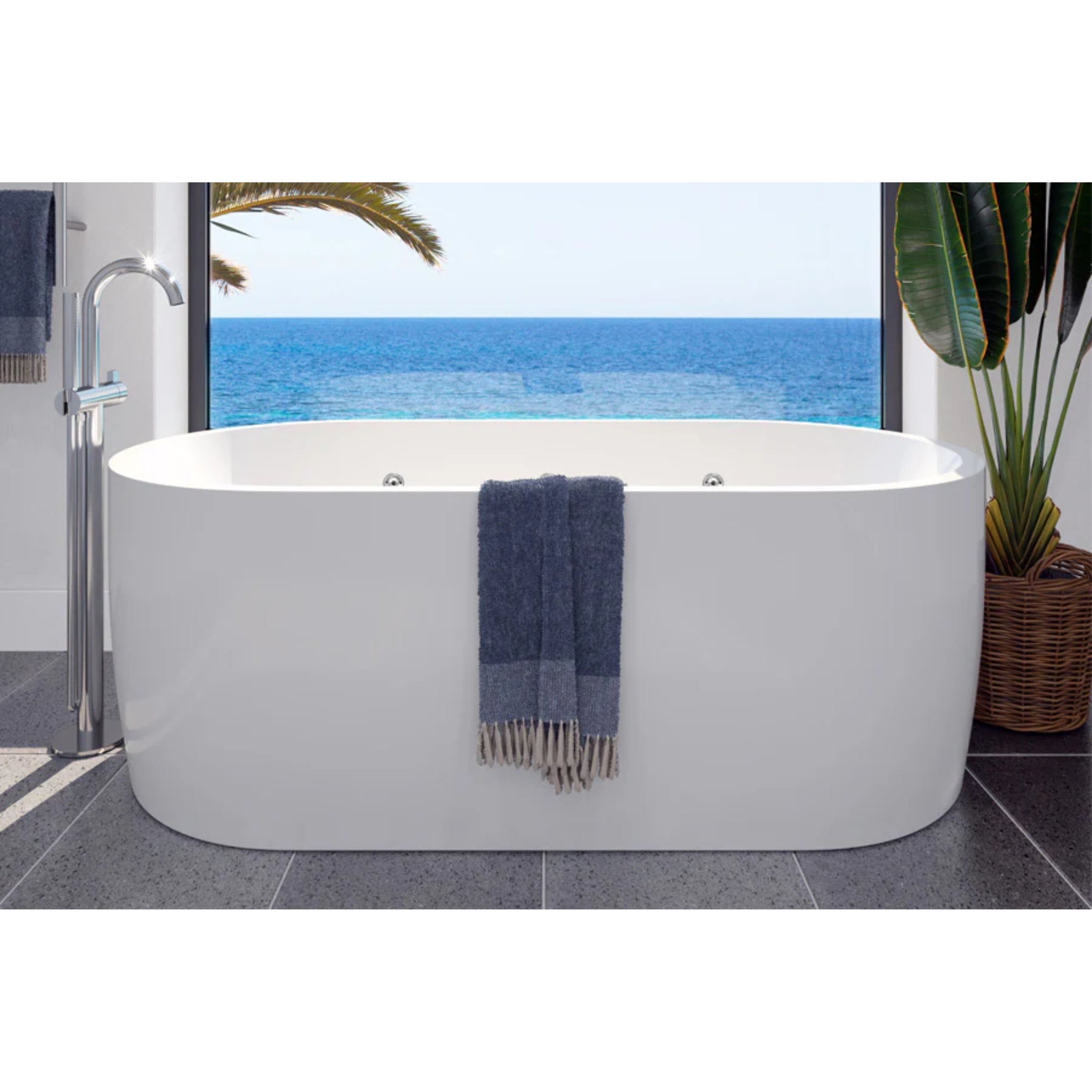 DECINA ELISI FREESTANDING SPA BATH GLOSS WHITE 1700MM WITH 14-JETS