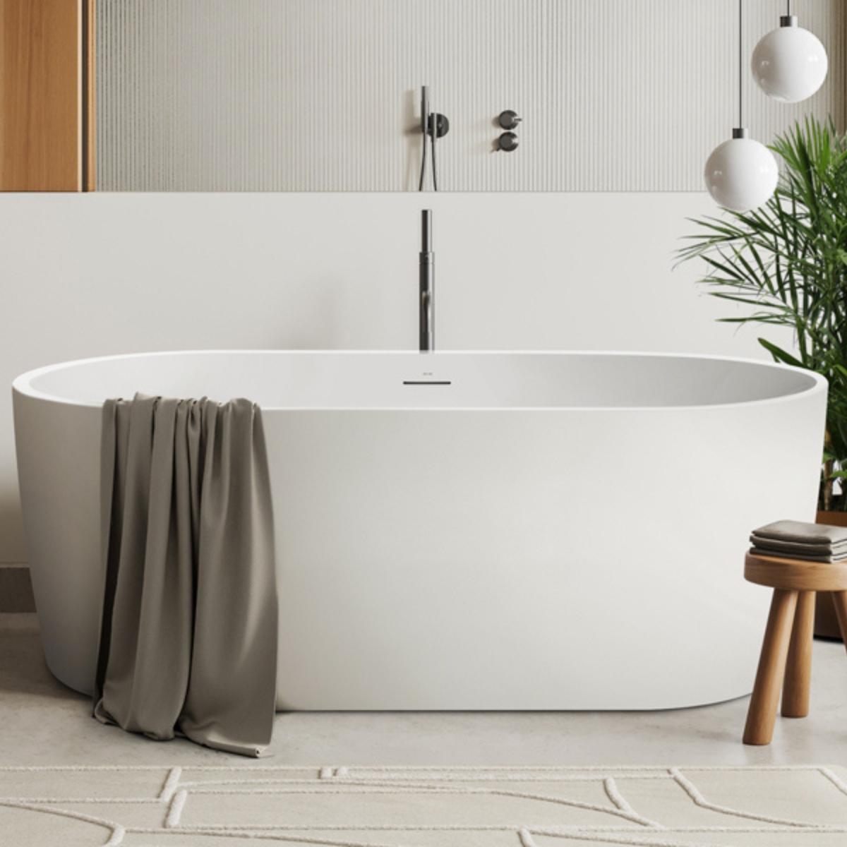 DECINA ELISI FREESTANDING BATH WITH INTEGRATED OVERFLOW GLOSS WHITE 1700MM