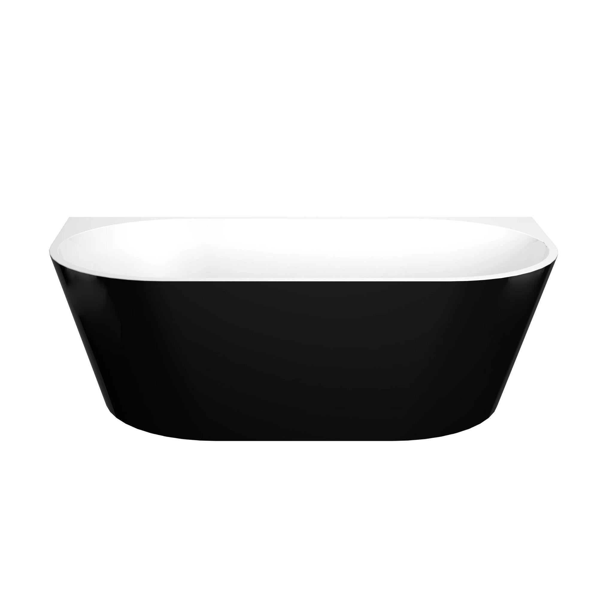 POSEIDON ELIVIA BACK TO WALL NF BATHTUB GLOSS BLACK AND GLOSS WHITE (AVAILABLE 1500MM AND 1700MM)