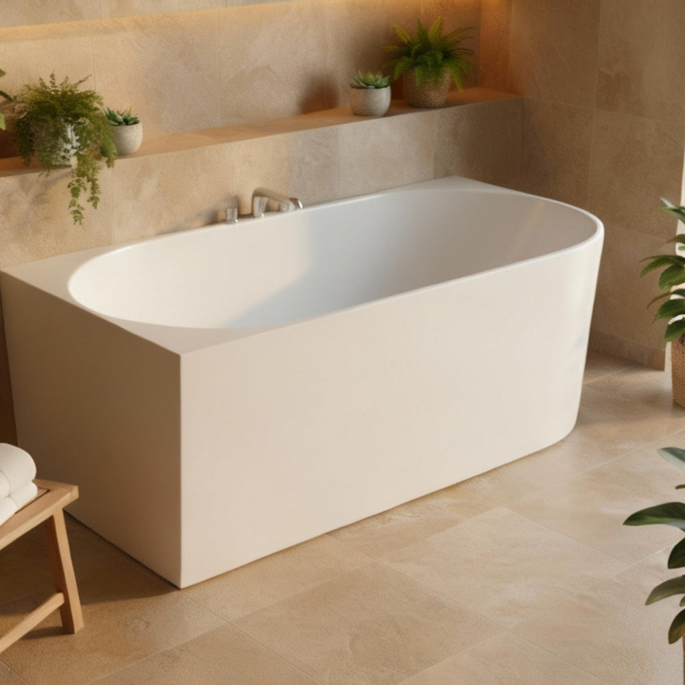 POSEIDON ELIVIA LEFT CORNER BATHTUB MATTE WHITE (AVAILABLE IN 1500MM AND 1700MM)