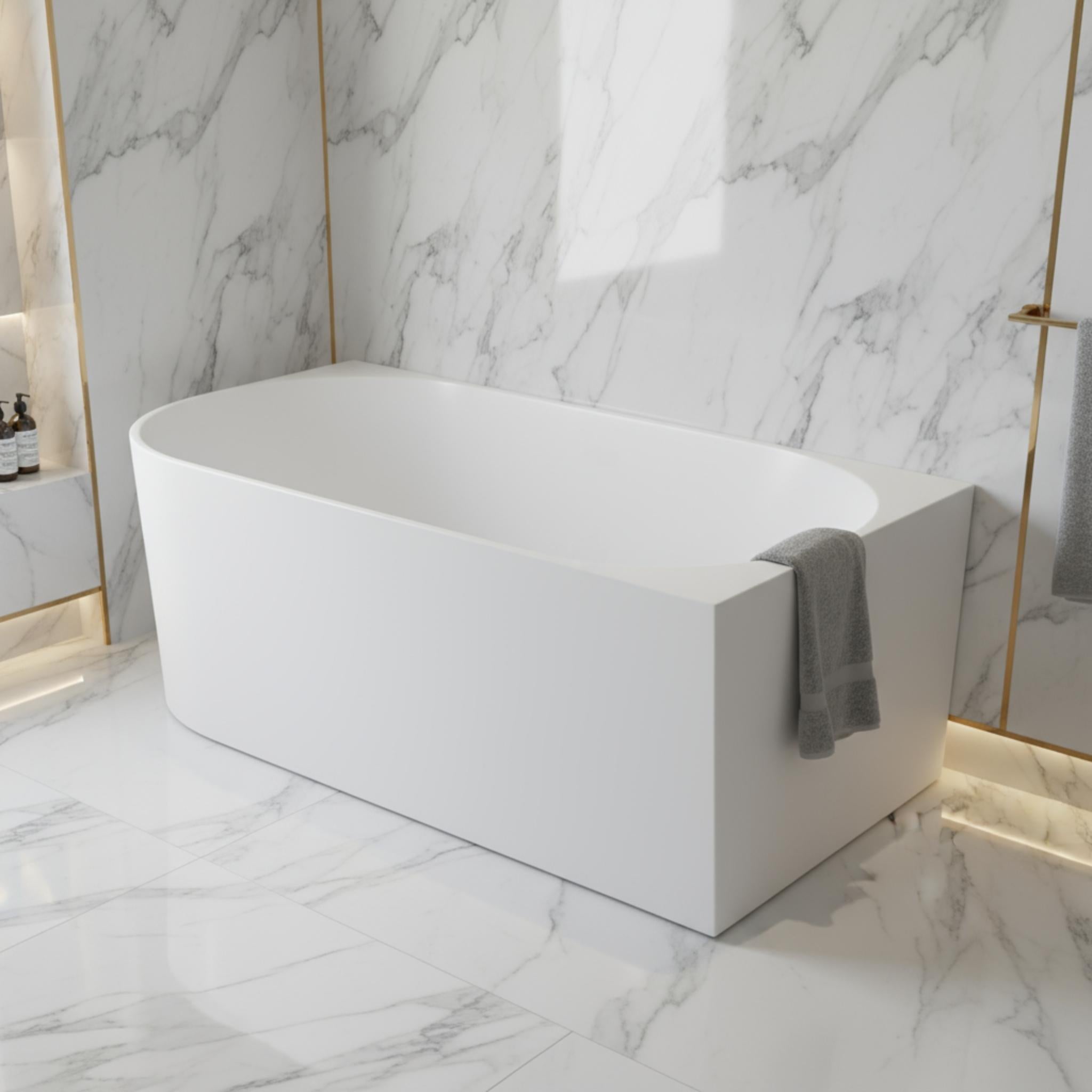 POSEIDON ELIVIA RIGHT CORNER BATHTUB GLOSS WHITE (AVAILABLE IN 1500MM AND 1700MM)