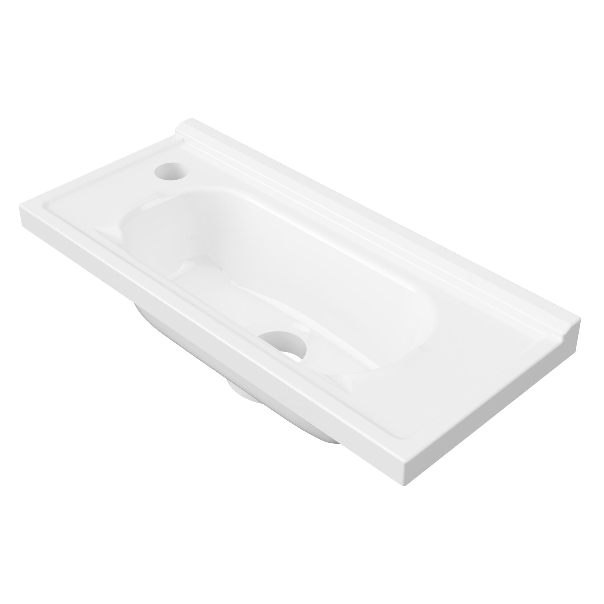 DUROCLASS ELF ENSUITE SINGLE BOWL INTEGRATED VANITY TOP GLOSS WHITE 490MM