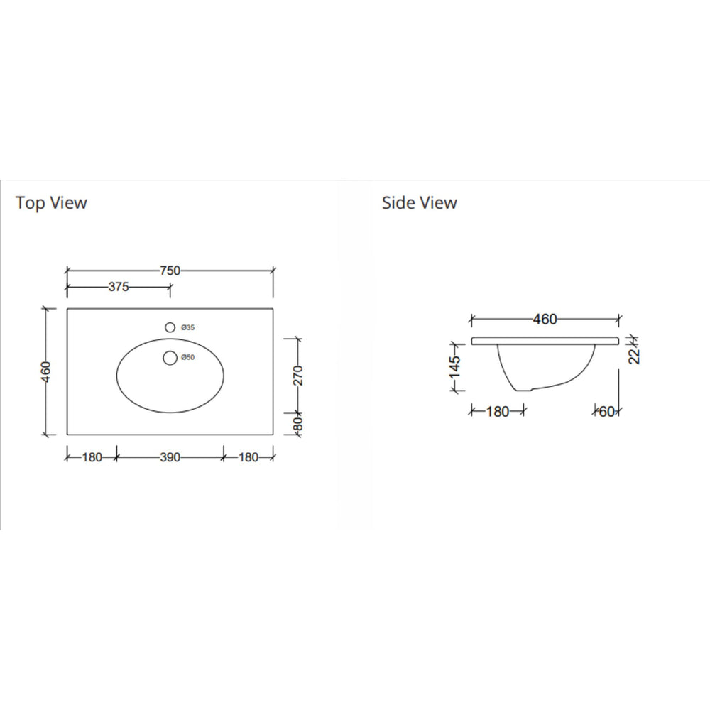 DUROCLASS ELITE GLOSS WHITE SINGLE BOWL UNDERMOUNT VANITY TOP (MULTIPLE SIZES AVAILABLE)