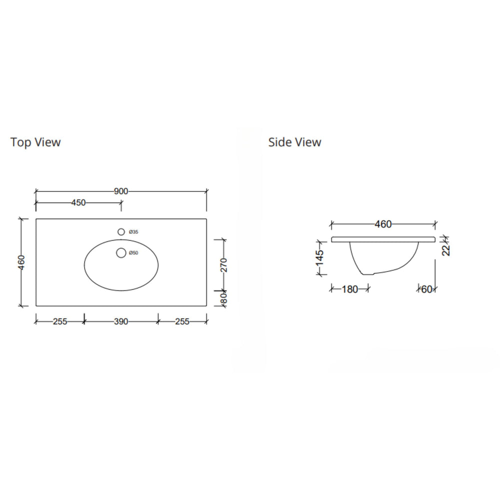 DUROCLASS ELITE GLOSS WHITE SINGLE BOWL UNDERMOUNT VANITY TOP (MULTIPLE SIZES AVAILABLE)