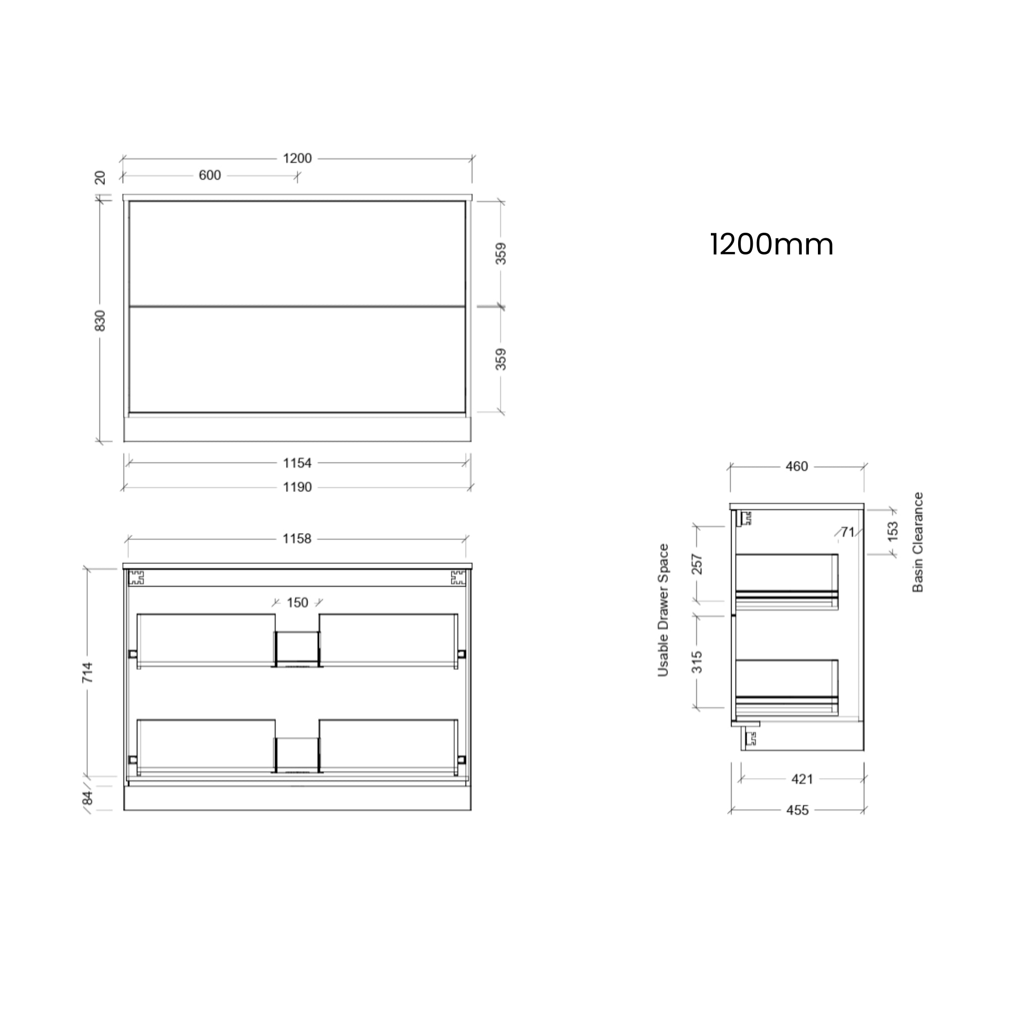 TIMBERLINE ELWOOD CUSTOM FLOOR STANDING VANITY (ALL SIZING)