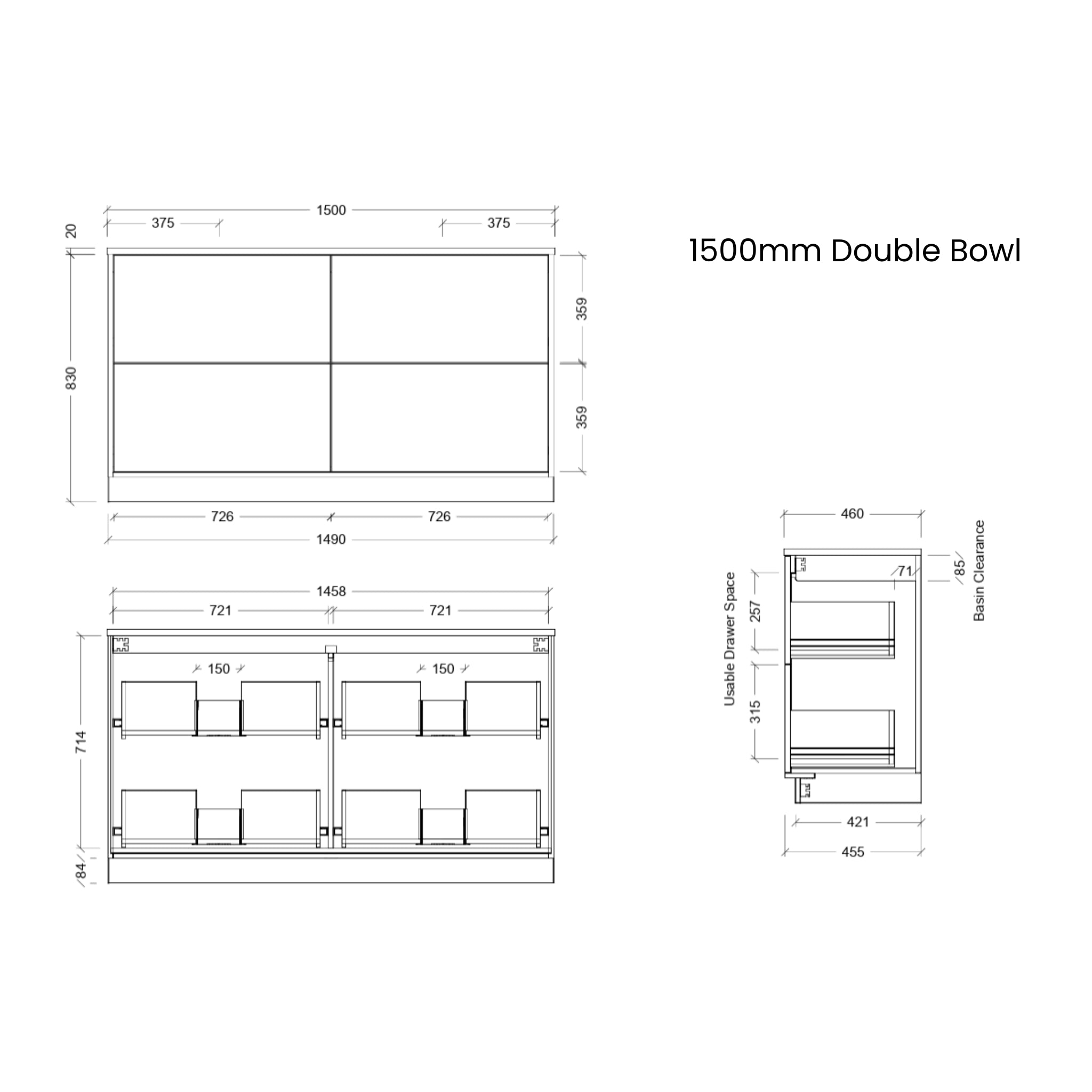 TIMBERLINE ELWOOD CUSTOM FLOOR STANDING VANITY (ALL SIZING)