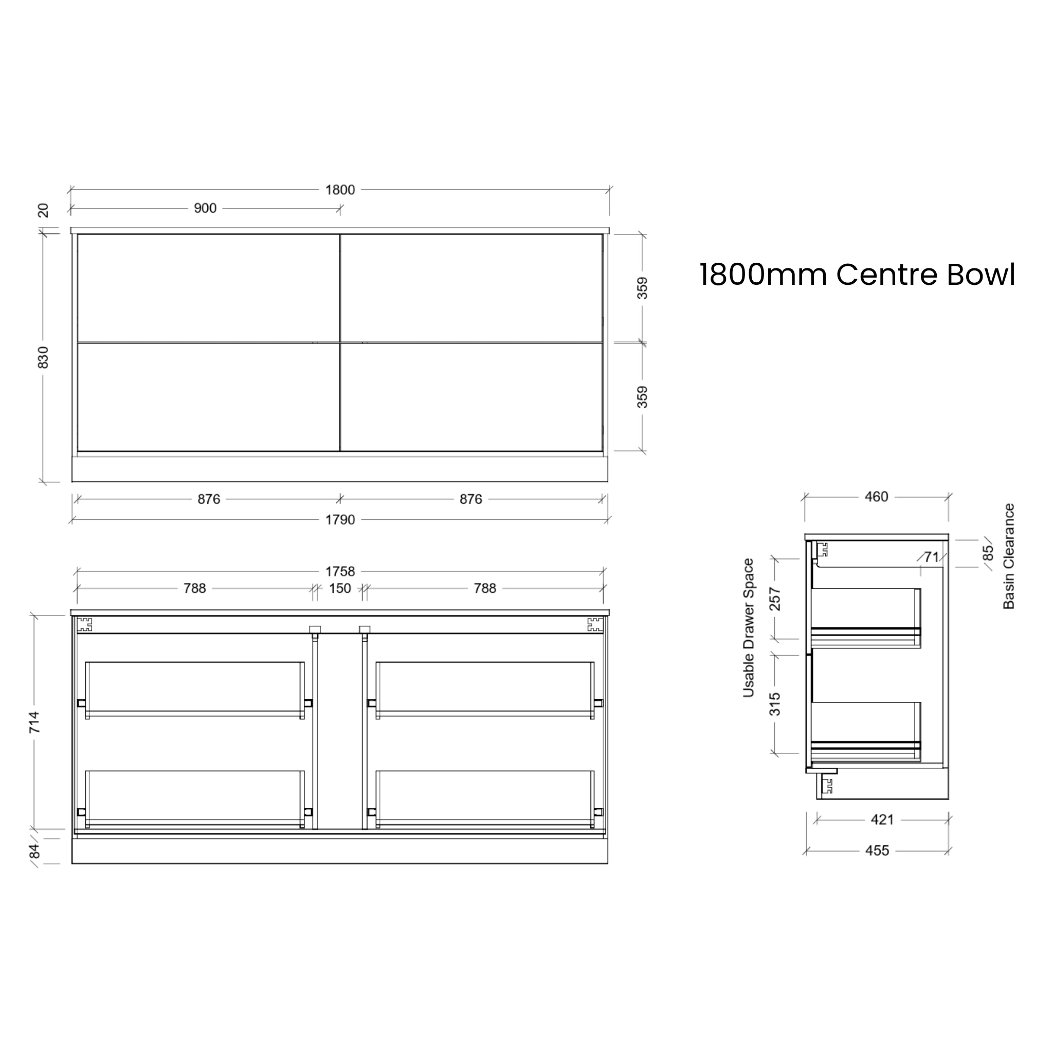 TIMBERLINE ELWOOD CUSTOM FLOOR STANDING VANITY (ALL SIZING)