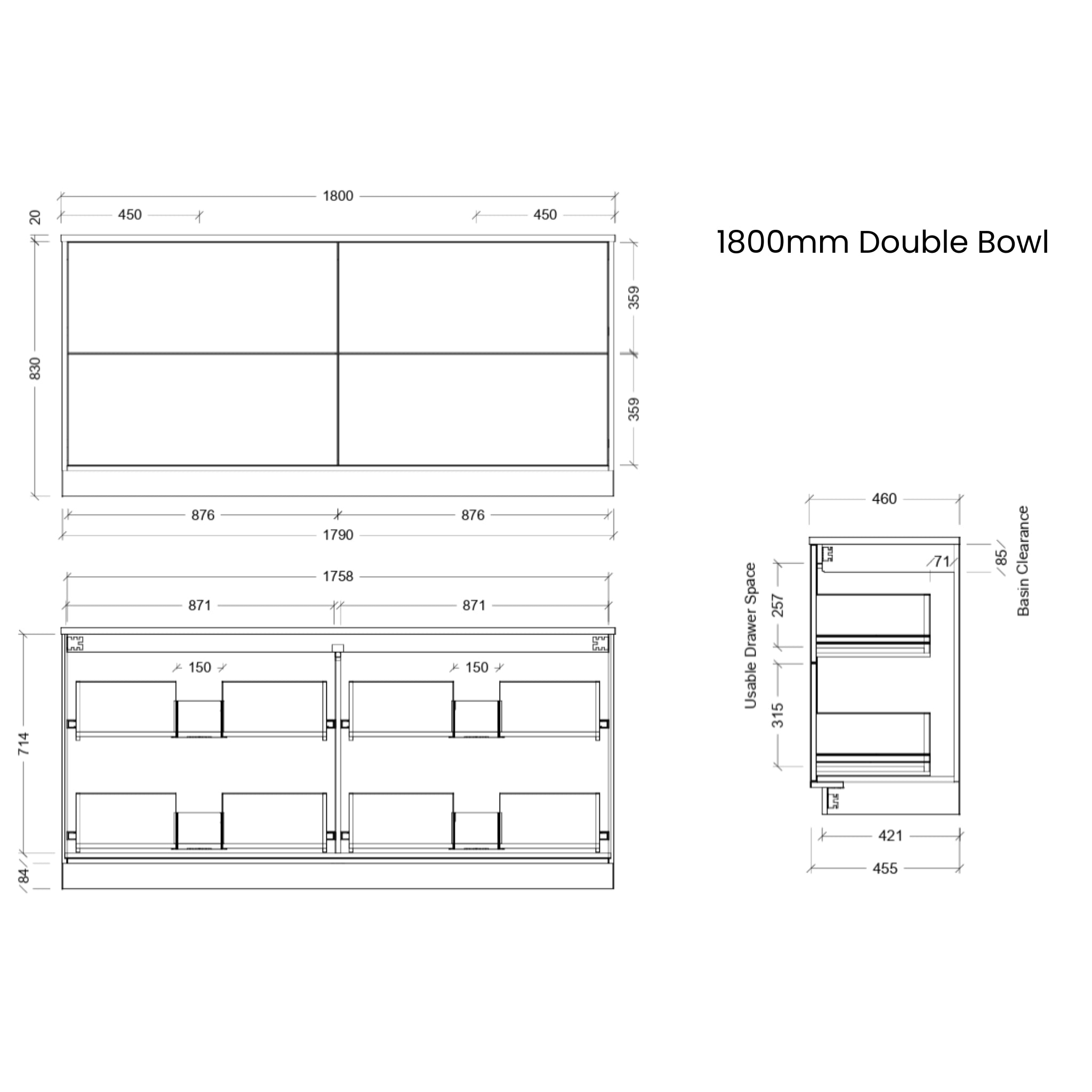 TIMBERLINE ELWOOD CUSTOM FLOOR STANDING VANITY (ALL SIZING)