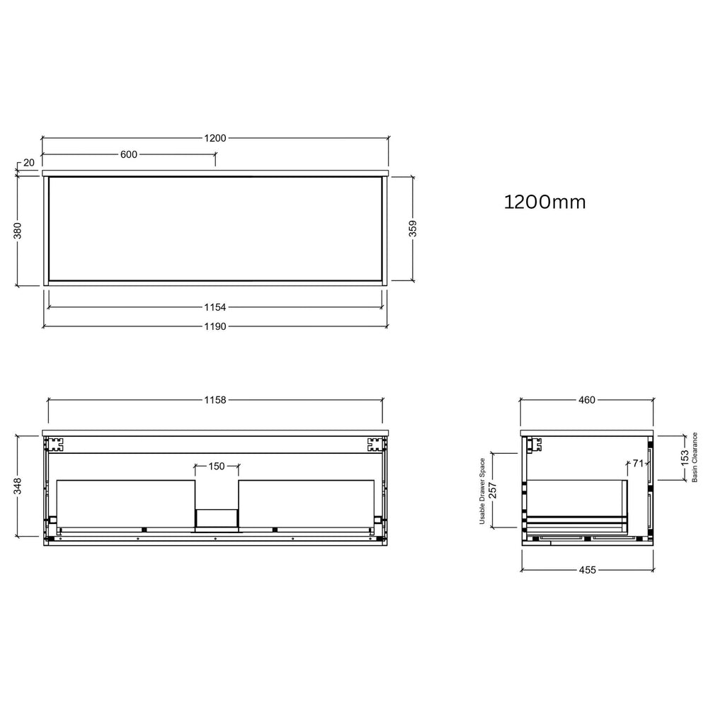 TIMBERLINE ELWOOD CUSTOM WALL HUNG VANITY (ALL SIZING)