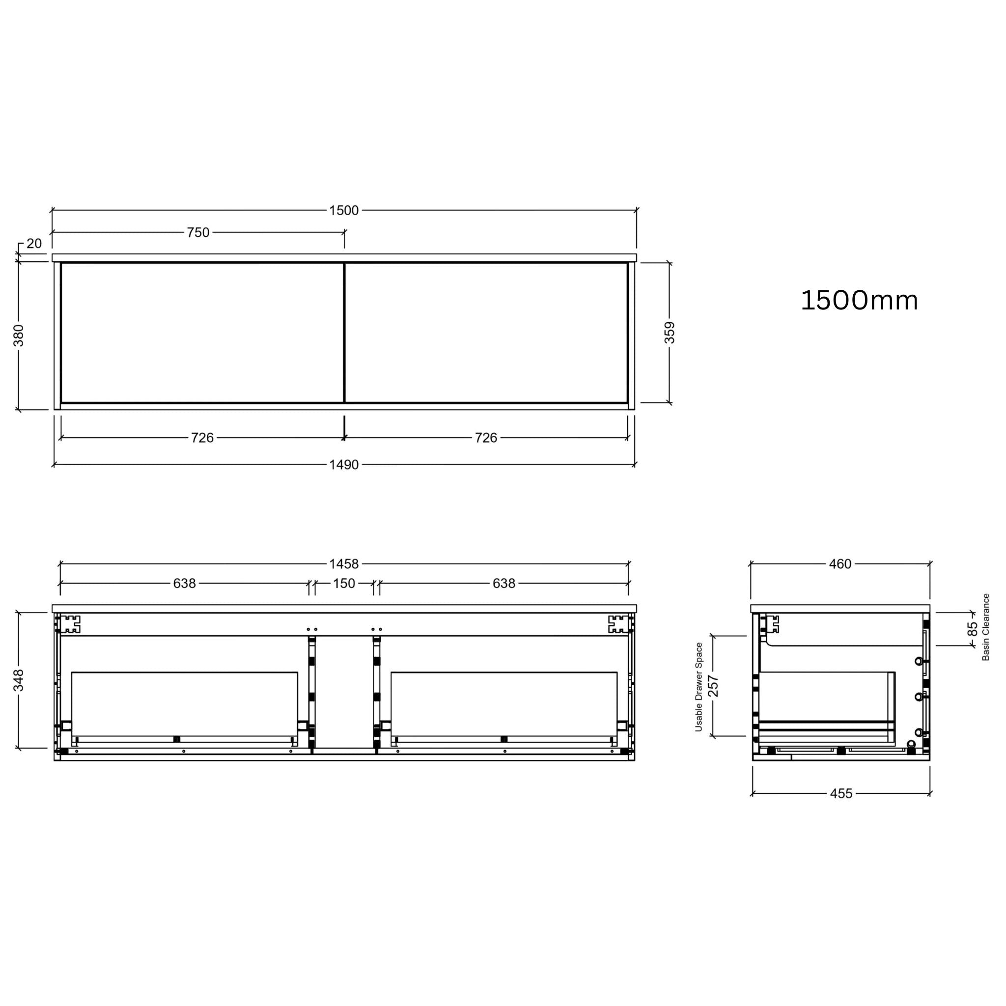 TIMBERLINE ELWOOD CUSTOM WALL HUNG VANITY (ALL SIZING)