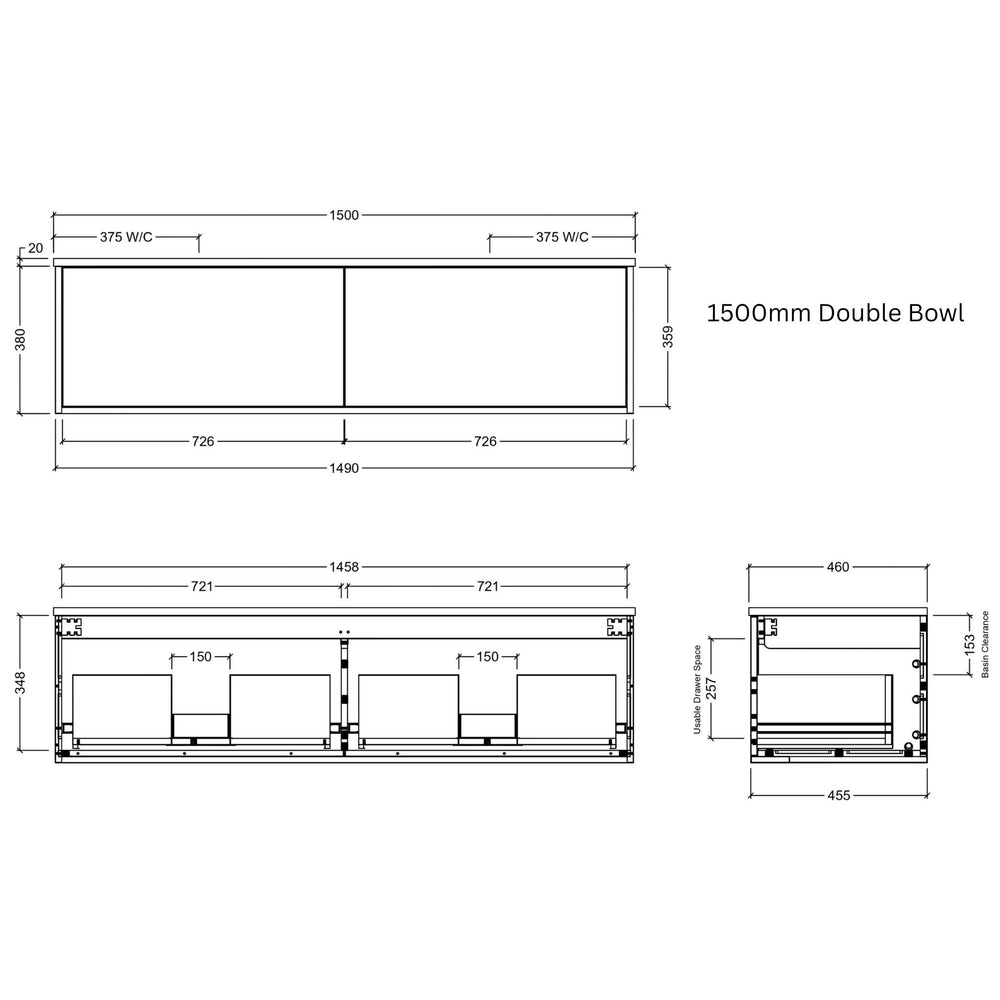 TIMBERLINE ELWOOD CUSTOM WALL HUNG VANITY (ALL SIZING)