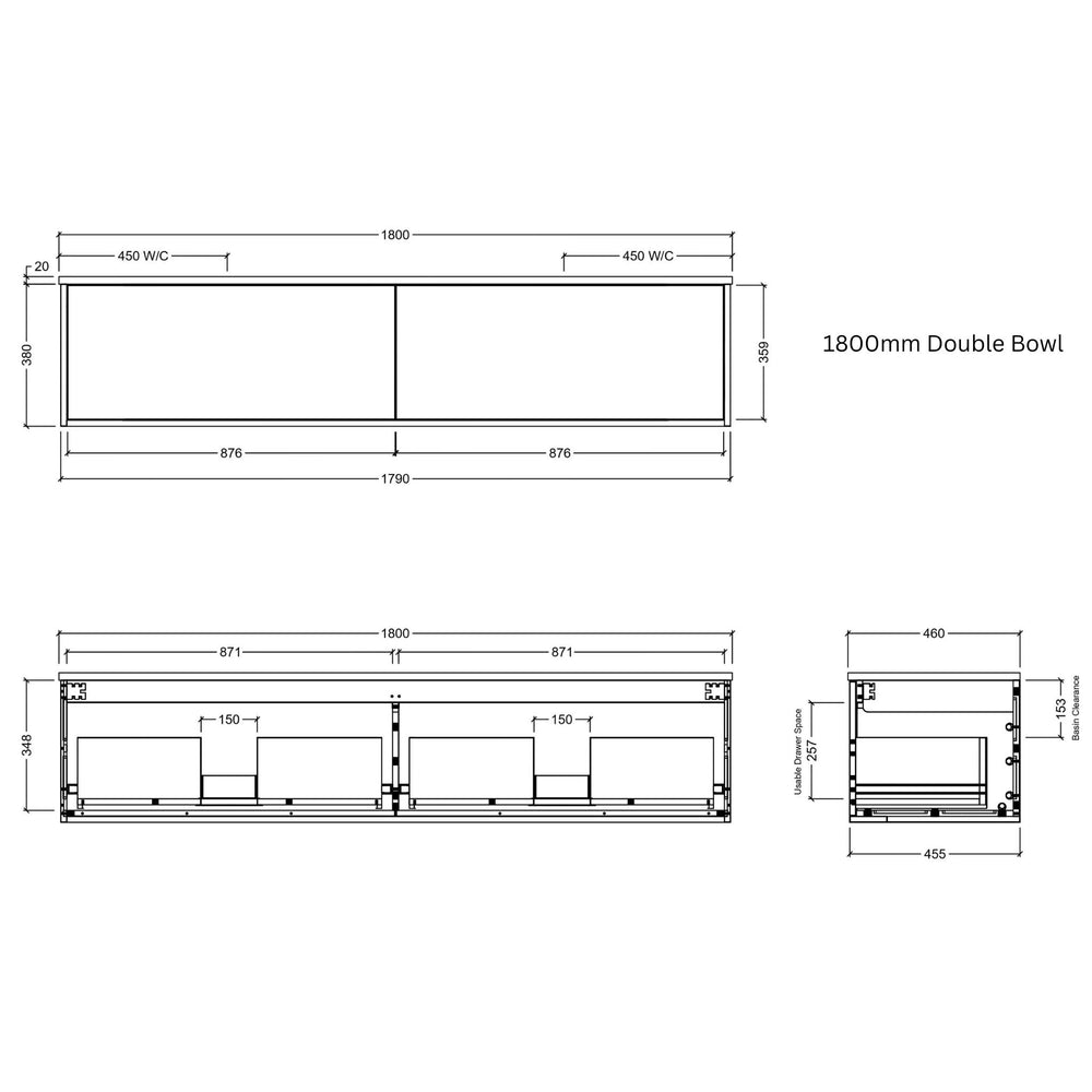 TIMBERLINE ELWOOD CUSTOM WALL HUNG VANITY (ALL SIZING)