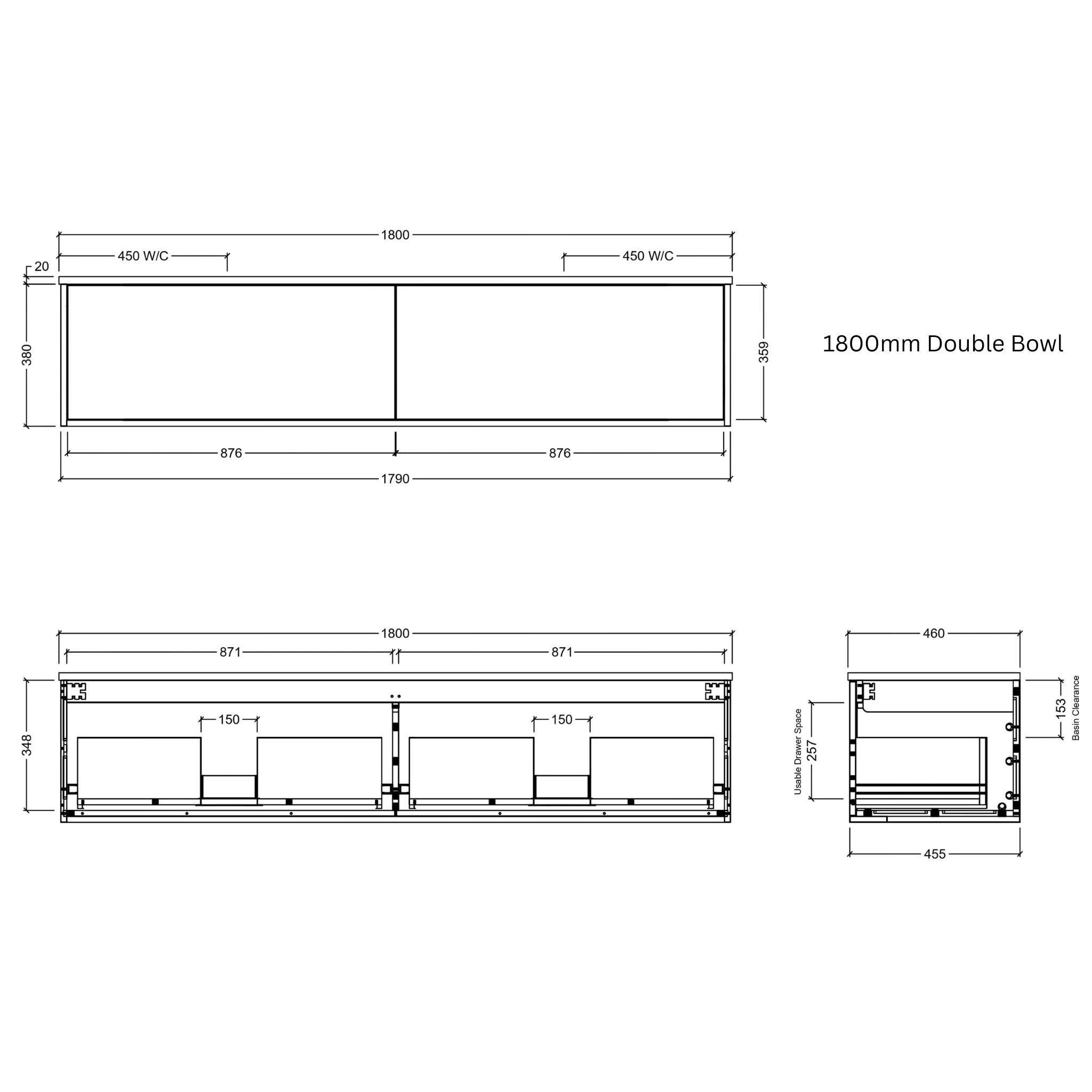 TIMBERLINE ELWOOD CUSTOM WALL HUNG VANITY (ALL SIZING)