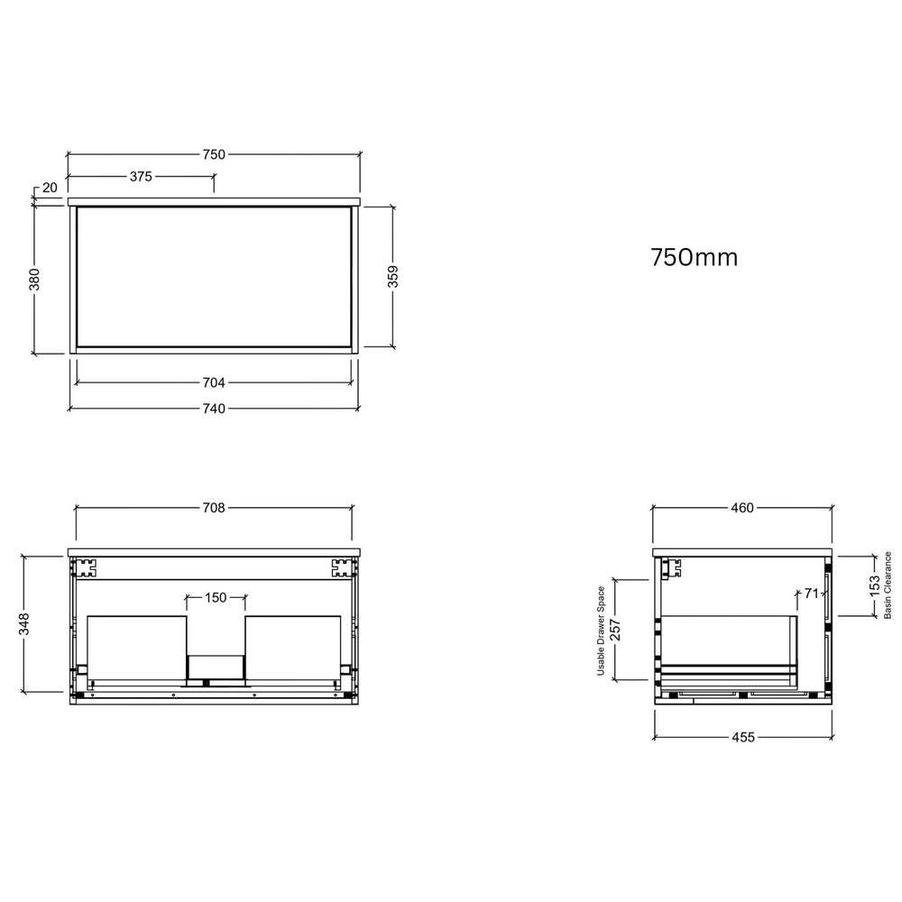 TIMBERLINE ELWOOD CUSTOM WALL HUNG VANITY (ALL SIZING)