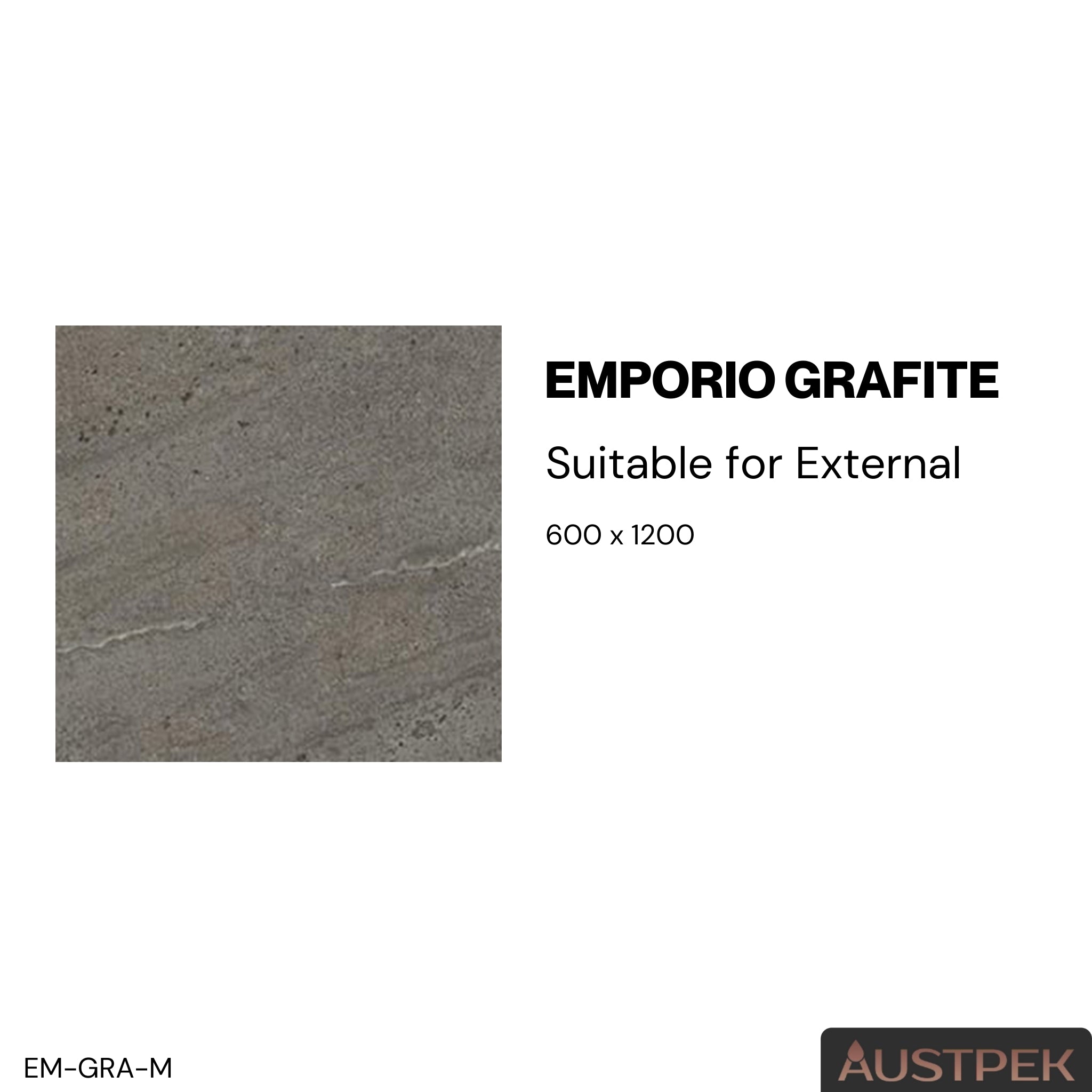 ELITE IMPORTERS EMPORIO GRAFITE MATTE 600X1200MM RECTANGULAR TILE (PER BOX)