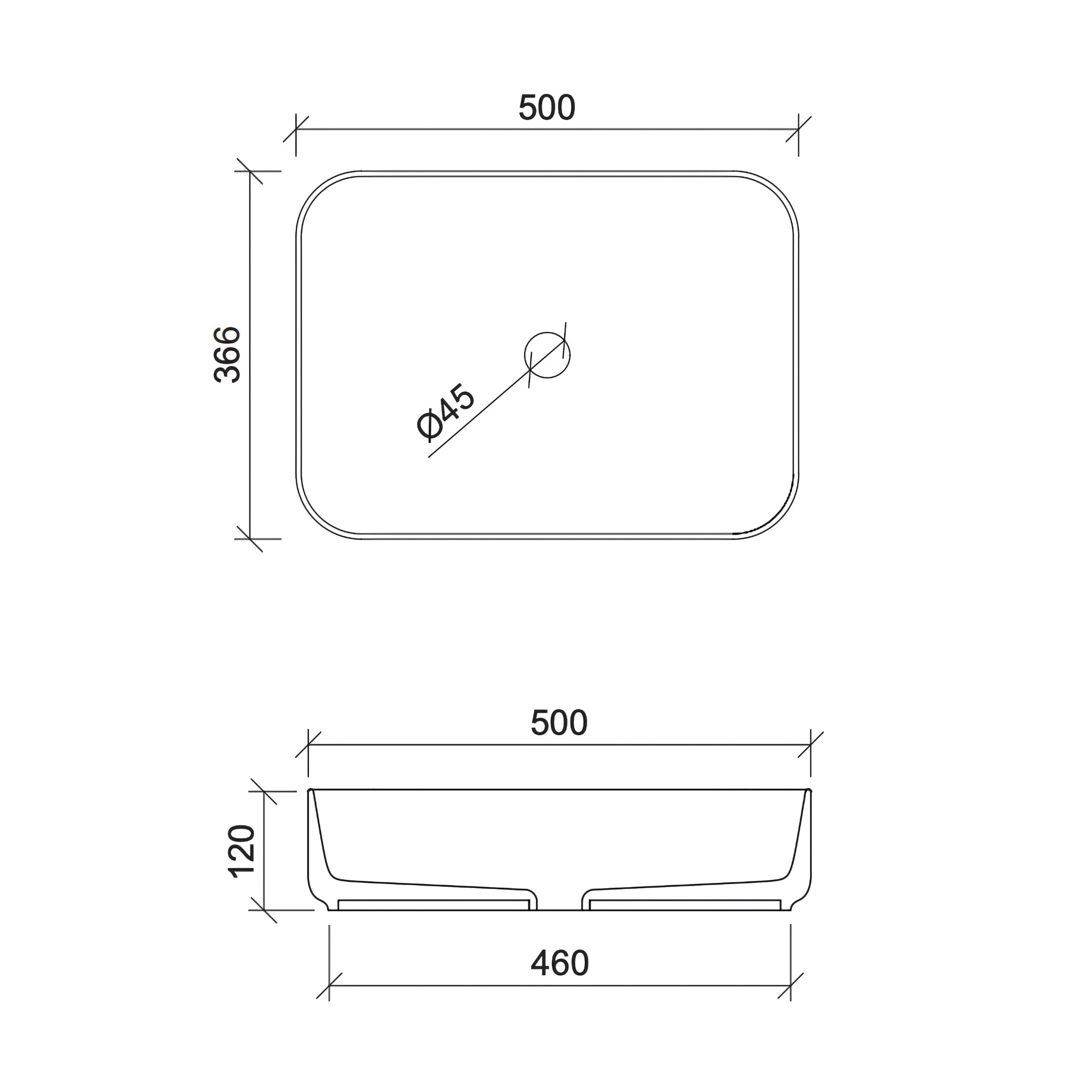 TIMBERLINE ENCHANT ABOVE COUNTER BASIN GLOSS WHITE 500MM