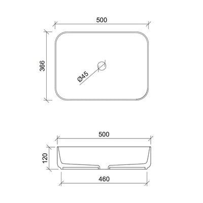 TIMBERLINE ENCHANT ABOVE COUNTER BASIN MATTE WHITE 500MM
